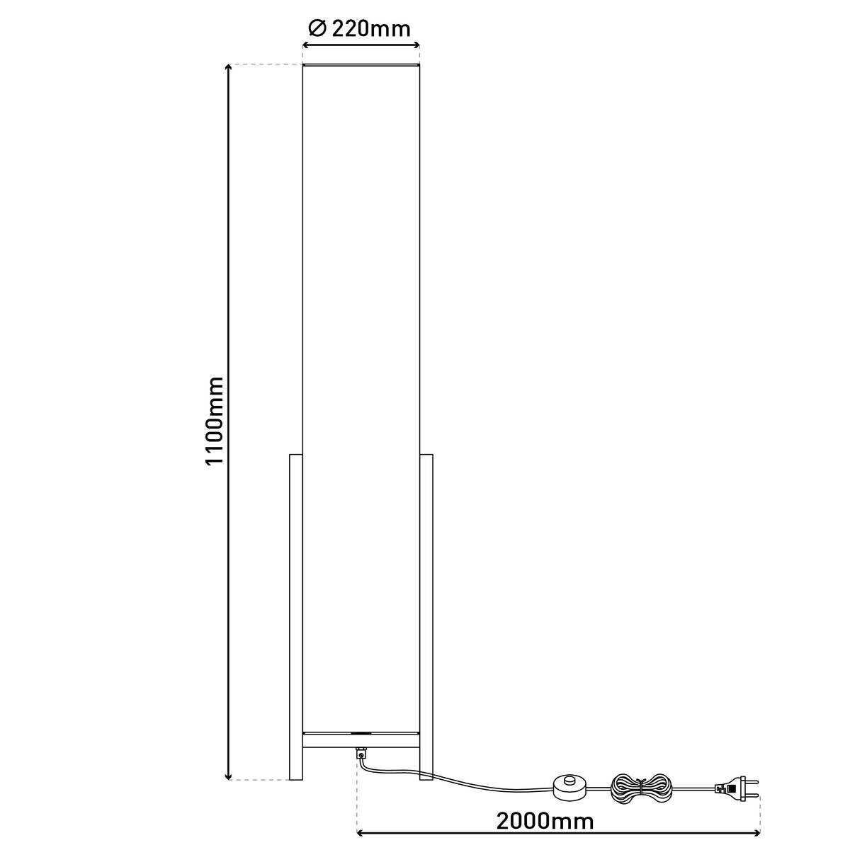 Näve Leuchten Stehleuchte 3195427 natur Textil B/H/T: ca. 22x110x22 cm 3 Brennstellen