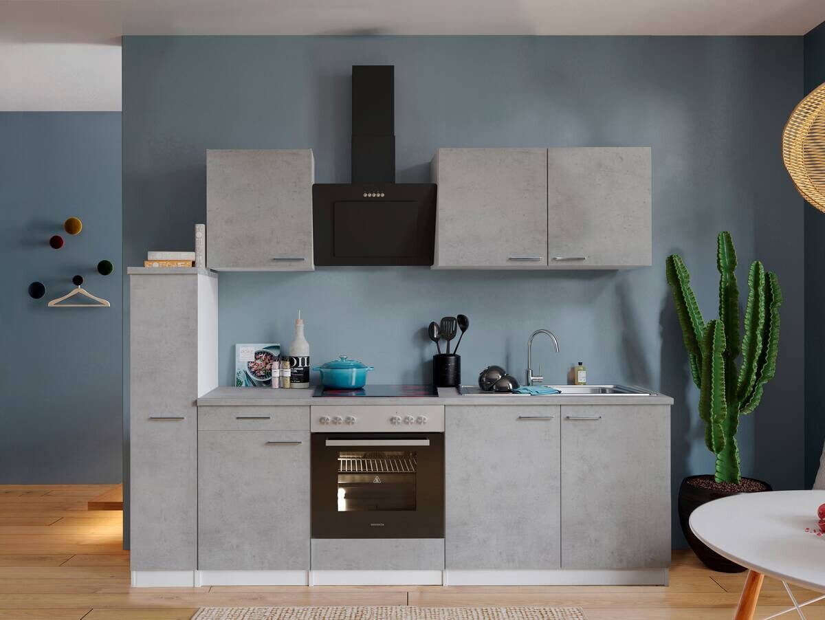 Respekta Küchenblock Malia Beton Optik B/H/T: ca. 240x200x60 cm