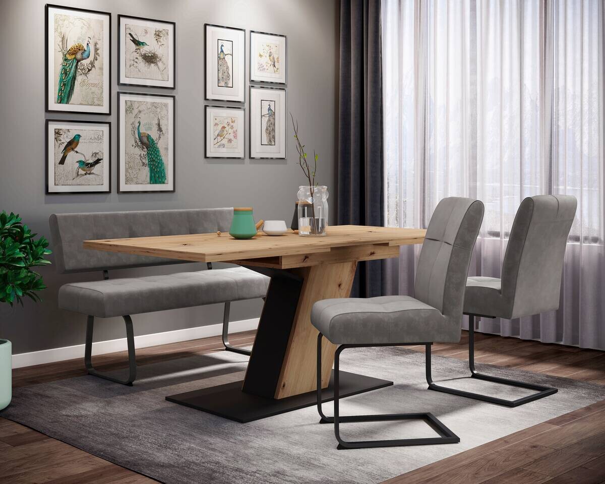 Sitzbank Luise I grau Microfaser B/H/T: ca. 140x90x64 cm