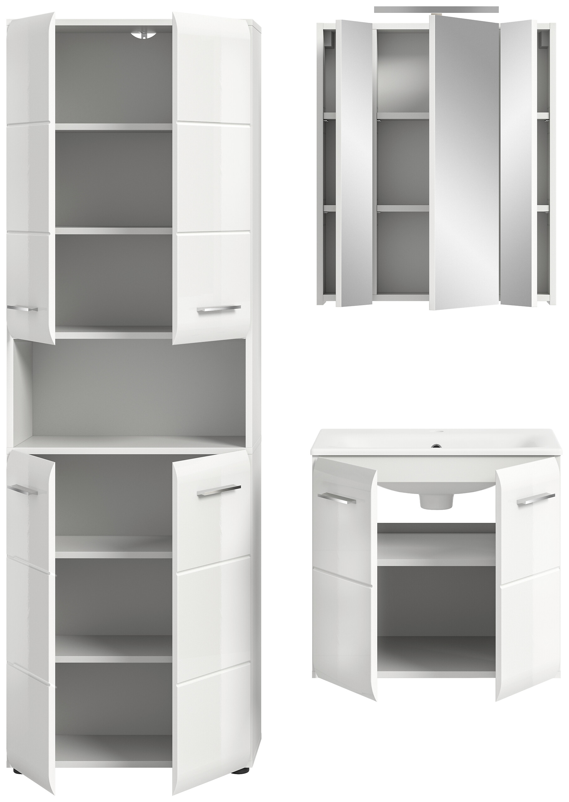 Badezimmer-Set Ice weiß weiß Hochglanz B/H/T: ca. 135x185x46 cm