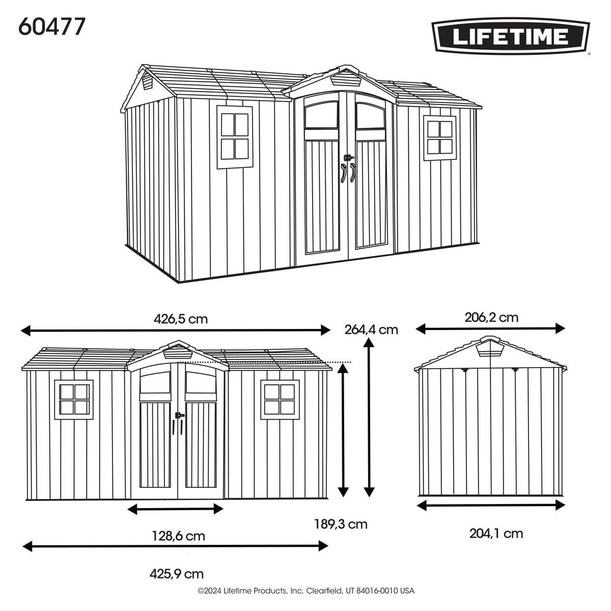 Lifetime Gerätehaus Kentucky grau B/H/L: ca. 427x265x206 cm
