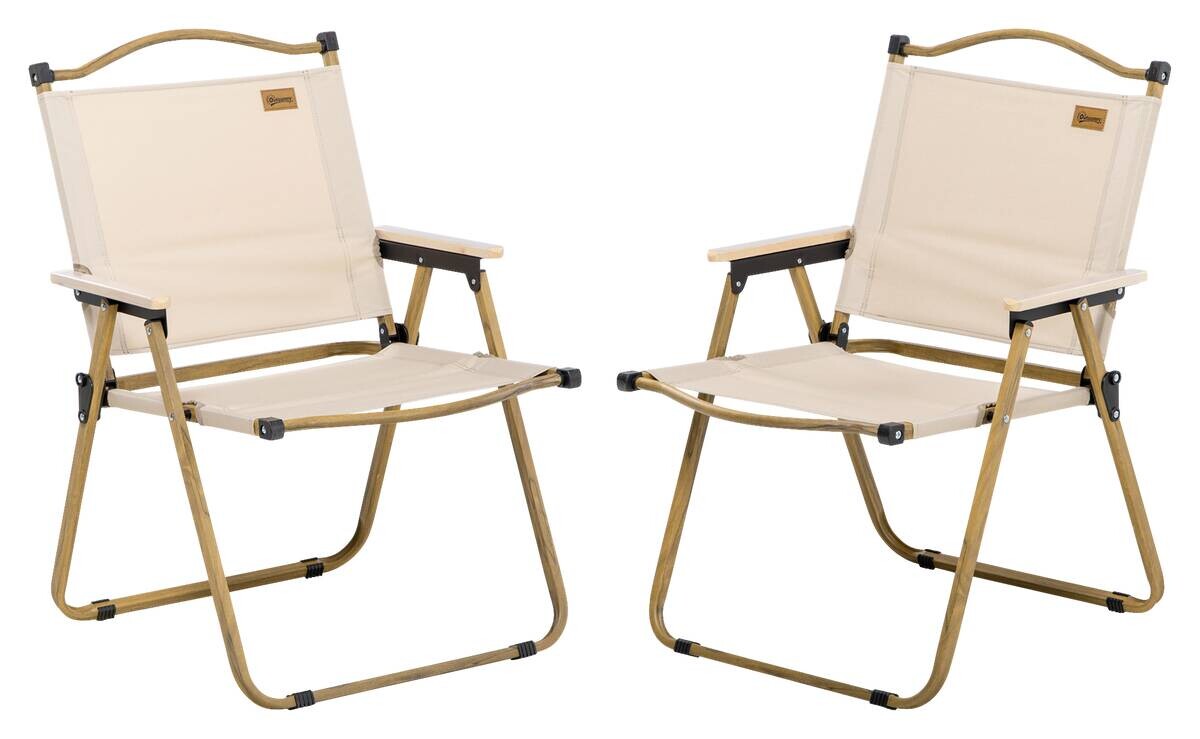 Outsunny Campingstuhl 2er Set khaki Stoff B/H/L: ca. 59x78x54 cm