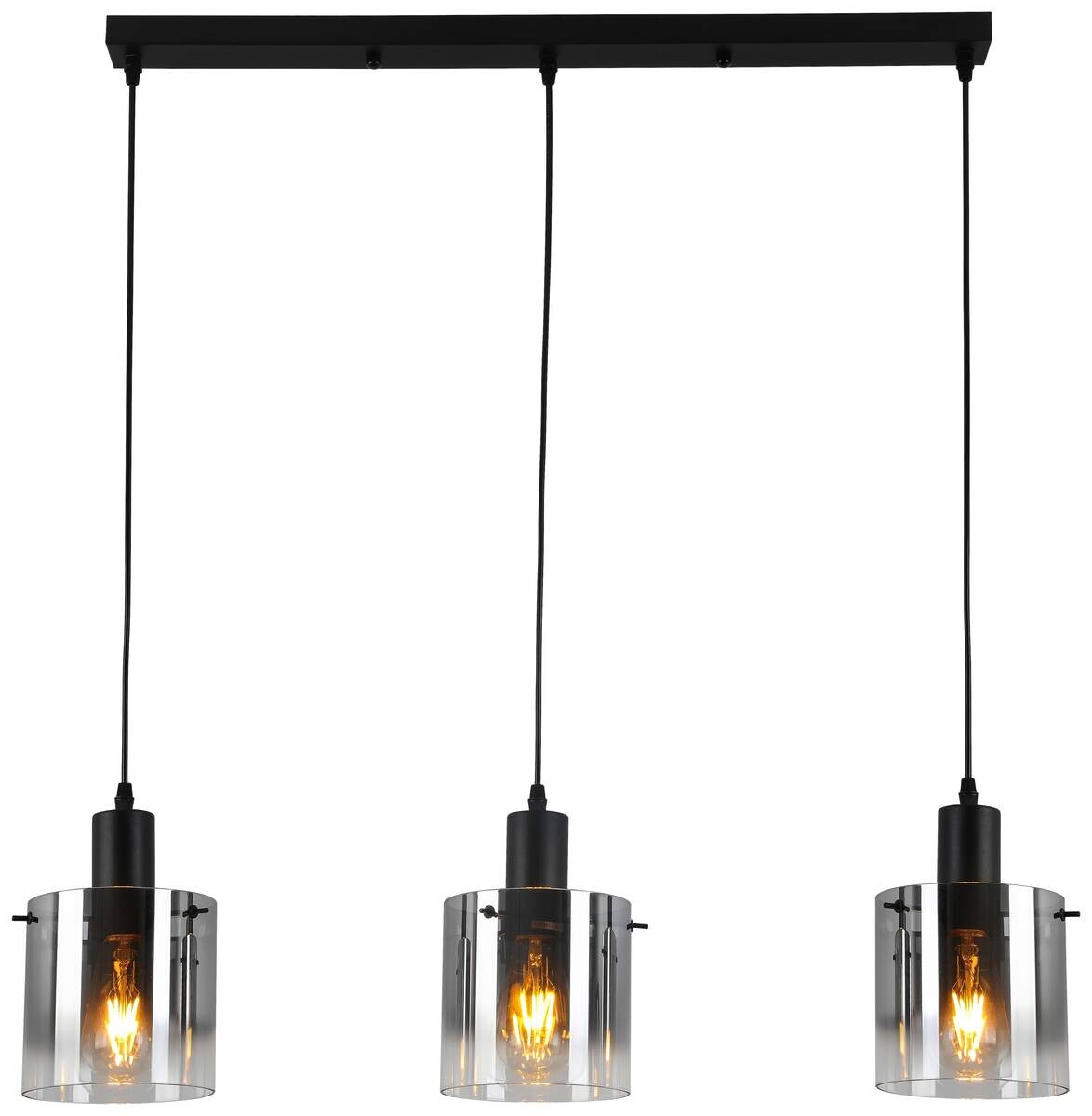 Nolo Pendelleuchte Michelle schwarz Metall Glas B/H/L: ca. 15x120x80 cm E27 3 Brennstellen