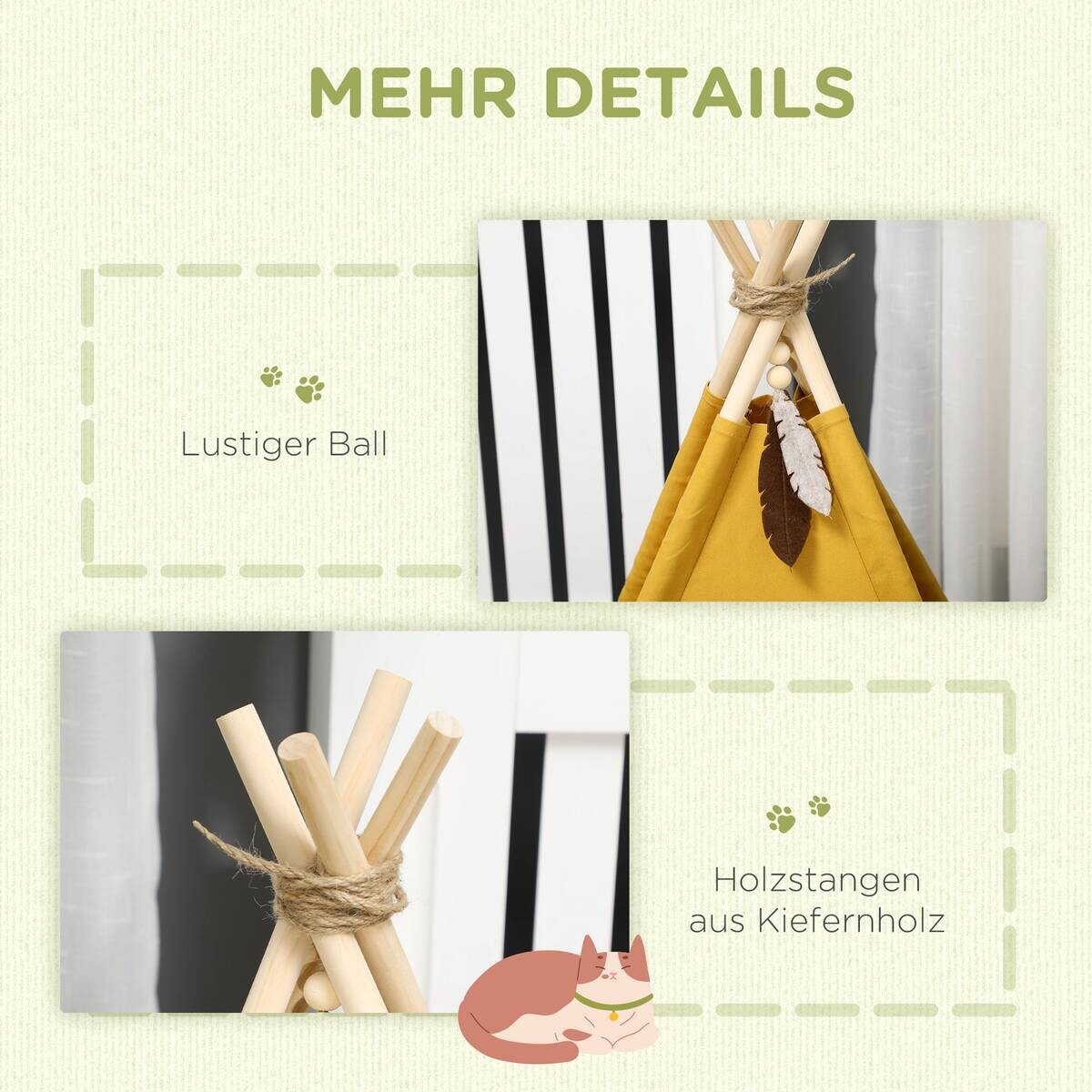 PawHut Katzen-Zubehör gelb Kiefer B/H/L: ca. 60x60x76 cm