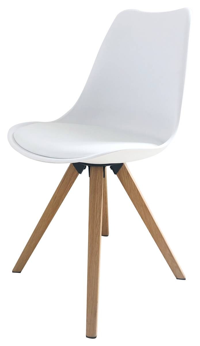 Stuhl KIRA 2er-Set weiß weiß Eiche Kunststoff Kunstleder Metall B/H/T: ca. 48x86x55,5 cm