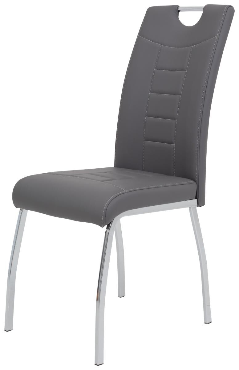 Stuhl Andrea 2er Set grau Kunstleder Metall B/H/T: ca. 43x100x64 cm