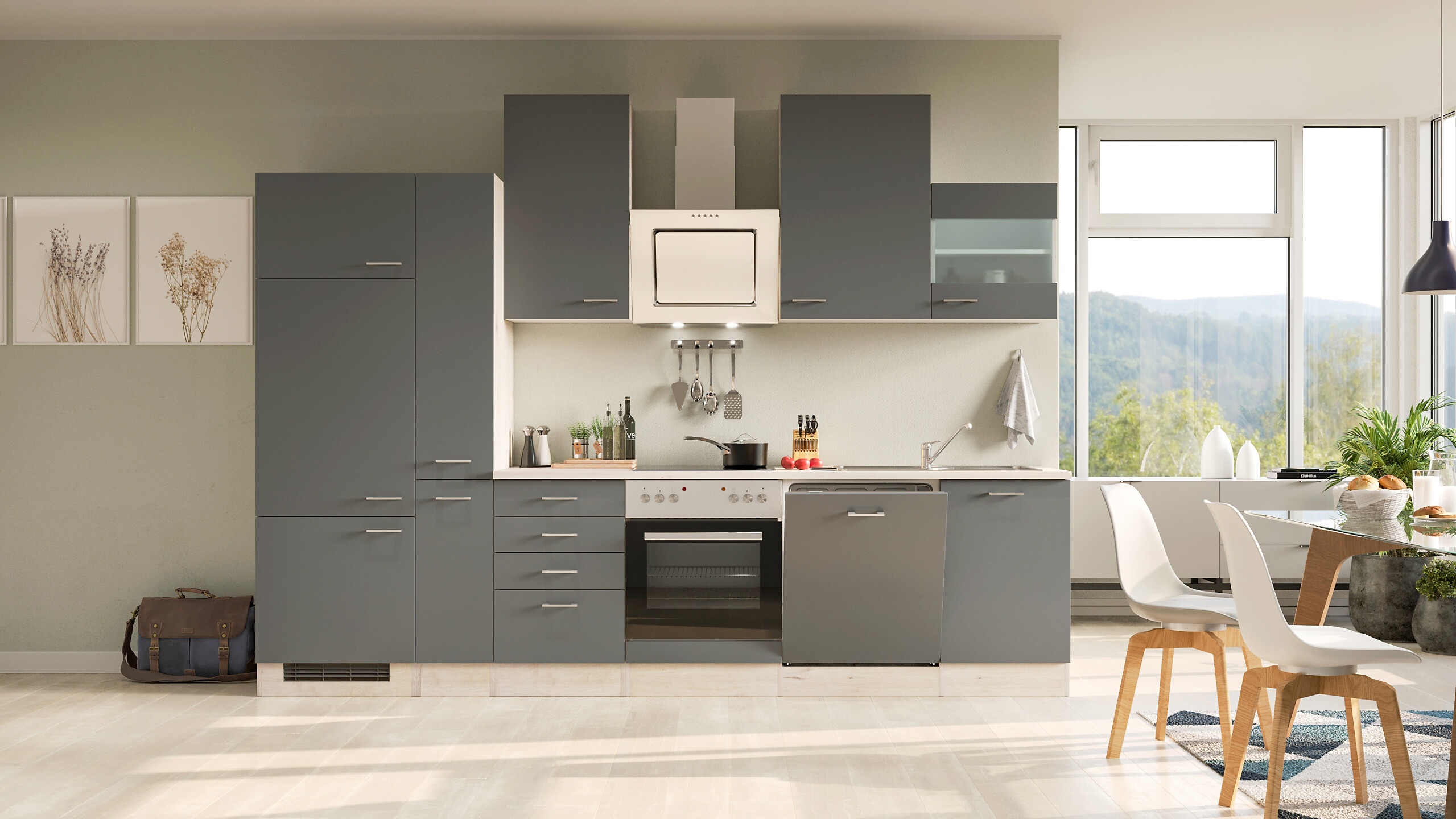 Flex-Well Küchenblock Morena Basalt matt B/H/T: ca. 310x234x60 cm