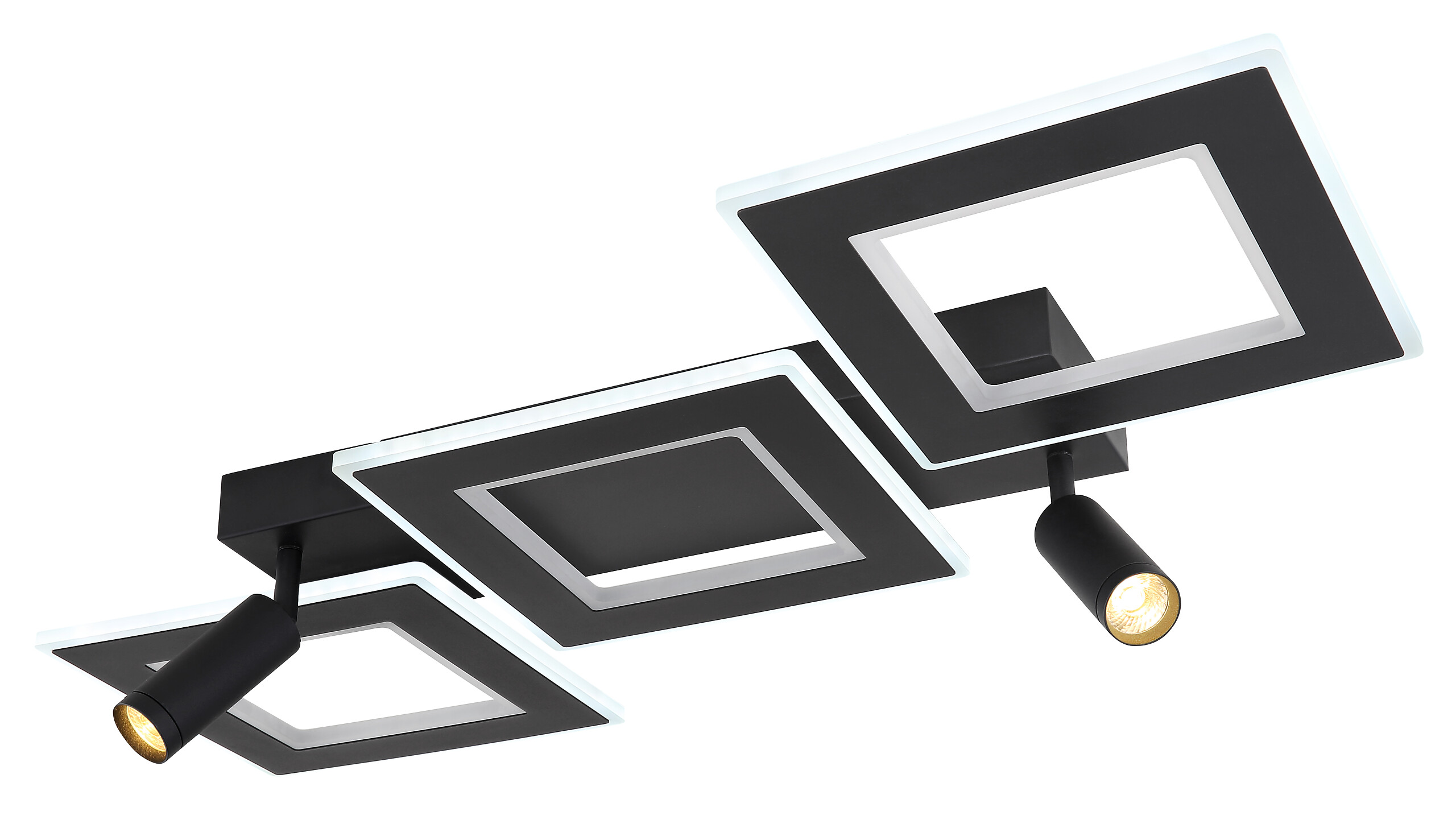 GLOBO Deckenleuchte schwarz Opal Metall Acryl B/H/L: ca. 56x11,5x82 cm 2 Brennstellen