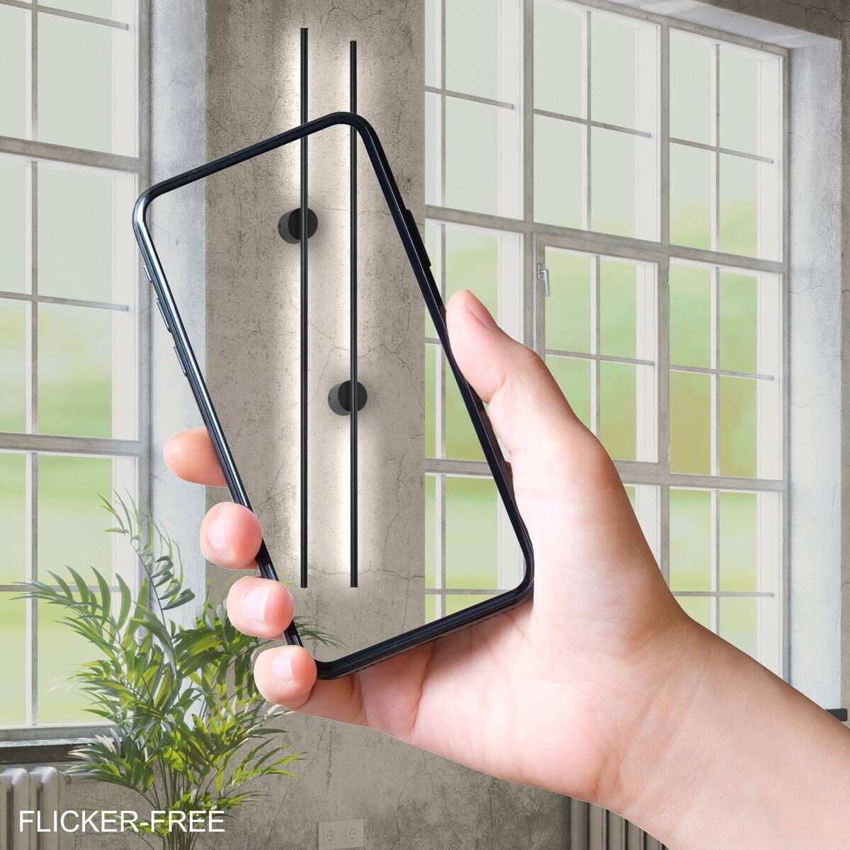 Lamkur LED-Wandleuchte Lana schwarz Metall H/L: ca. 120x7 cm 1 Brennstellen