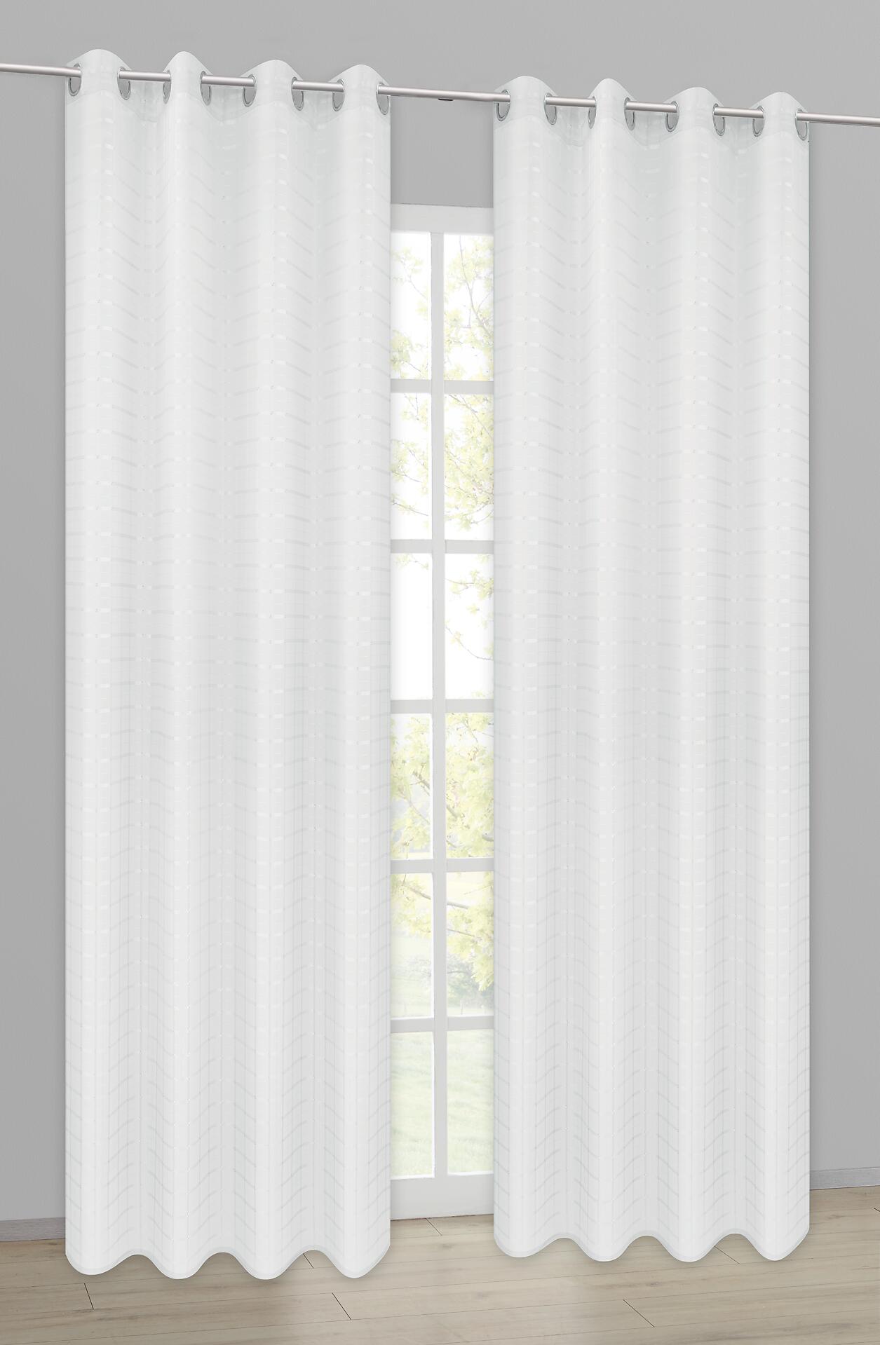 POCOline Ösenvorhang Check weiß B/L: ca. 135x245 cm