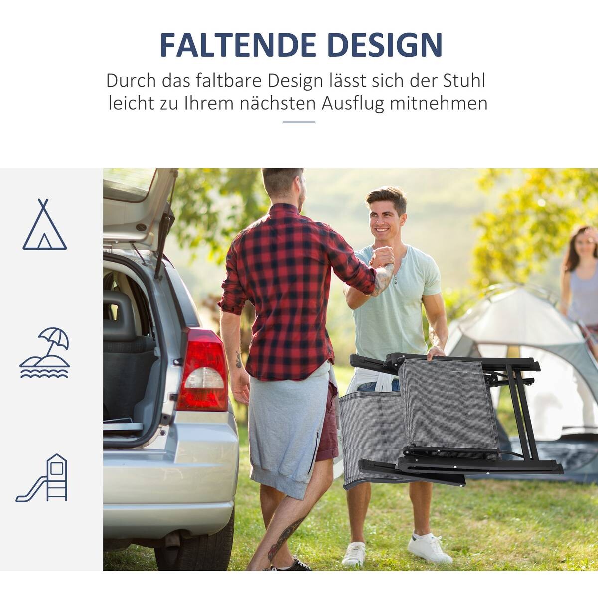 Outsunny Sonnenliege grau Mesh B/H/L: ca. 65x111x70 cm