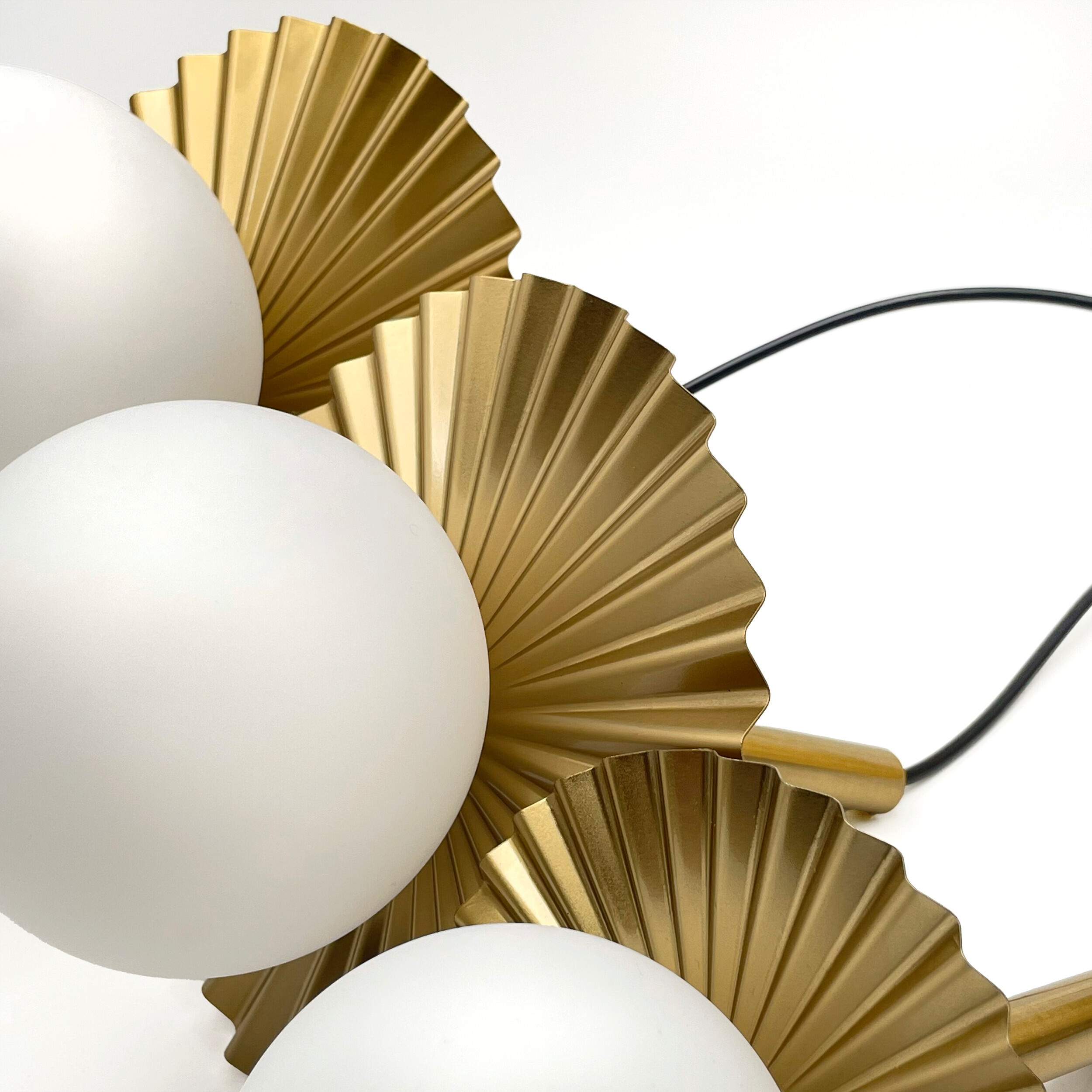 Lamkur Hängeleuchte Kupfer Stahl Glas B/H/L: ca. 120x45x45 cm G9 3 Brennstellen