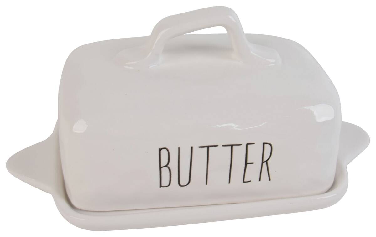 Butterdose weiß Porzellan B/H/L: ca. 12x12x23 cm