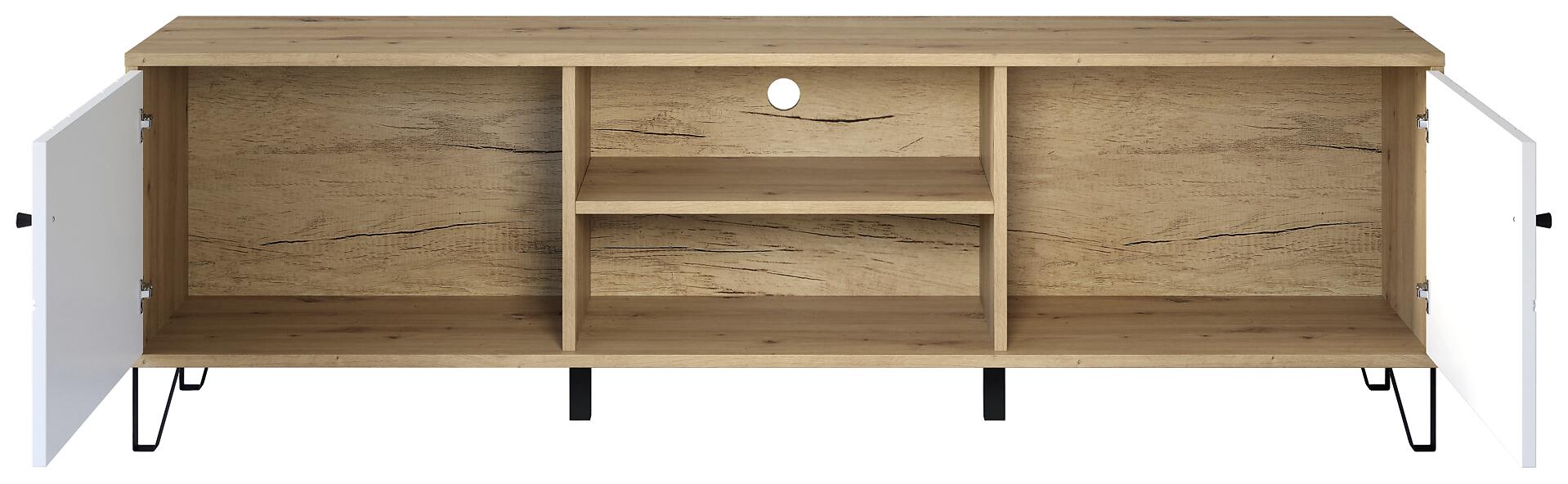 TV-Lowboard Touch Eiche Artisan Nachbildung weiß matt B/H/T: ca. 183x55x40 cm