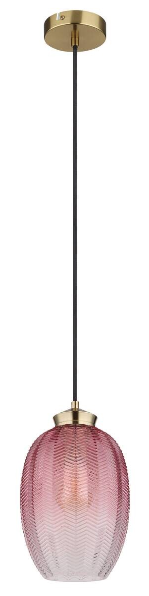 GLOBO Pendelleuchte schwarz gold brombeer Glas Textil Metall H/D: ca. 120x18 cm E27 1 Brennstellen