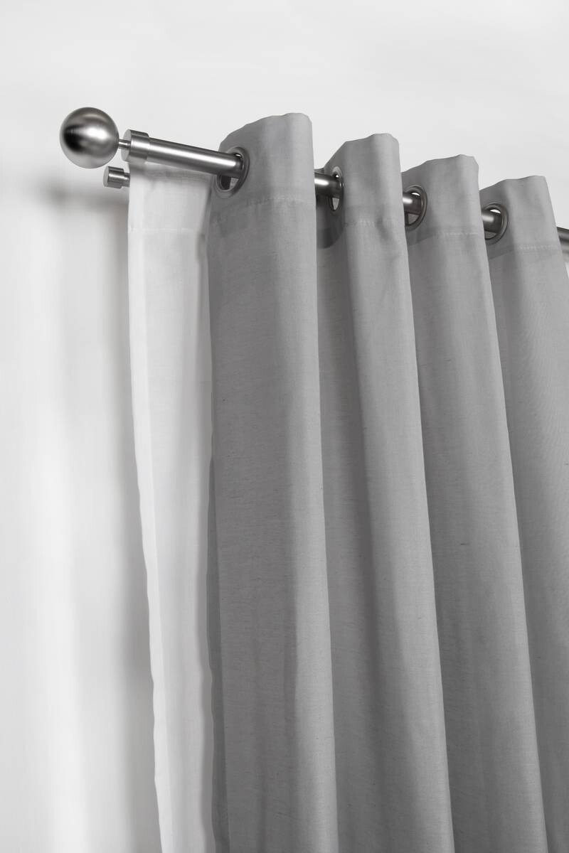 Gardinenstange Edelstahloptik Metall ausziehbar von ca. 190 bis 360 cm 2.0 Läufe