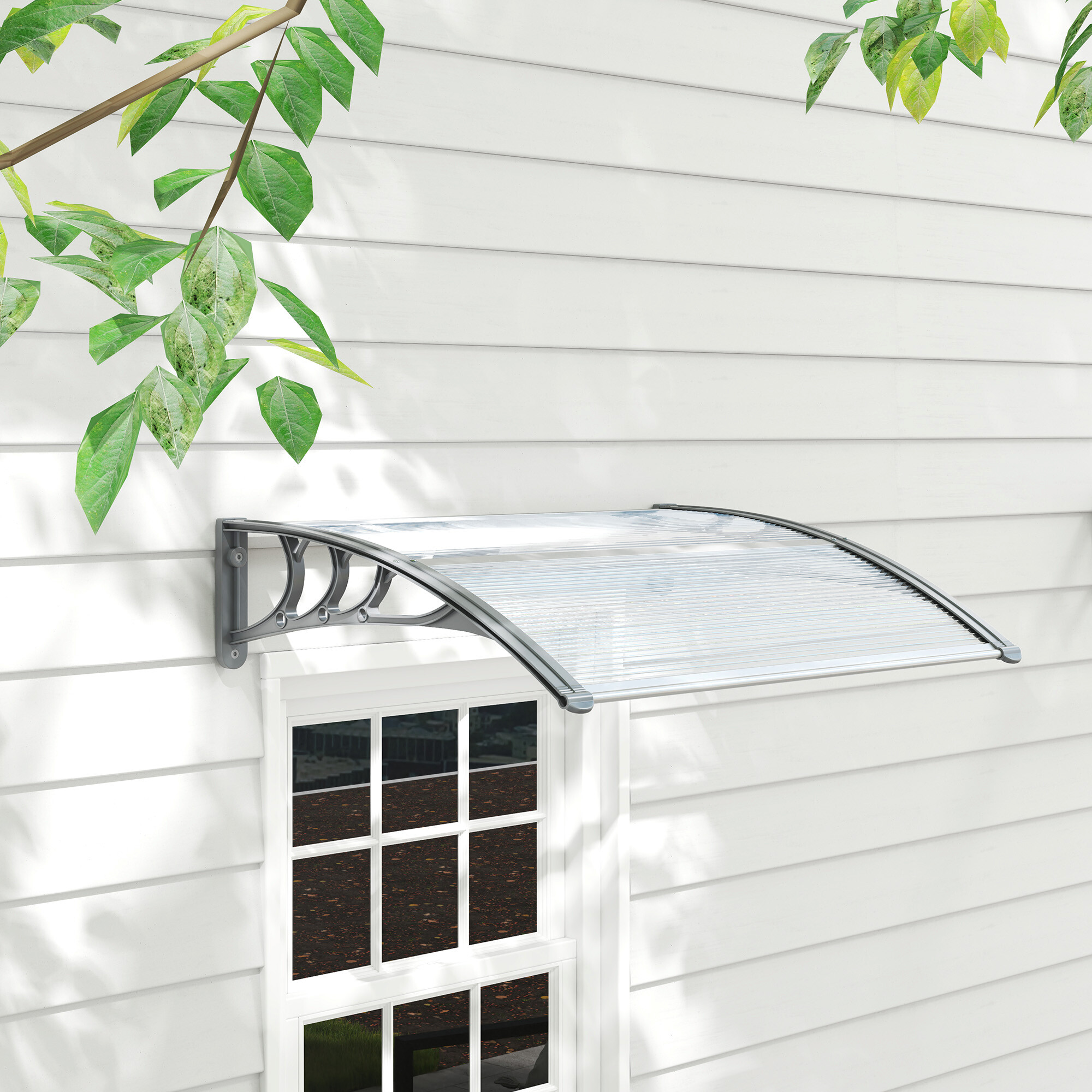 Outsunny Vordach für Haustür silber B/H/L: ca. 75x23x100 cm