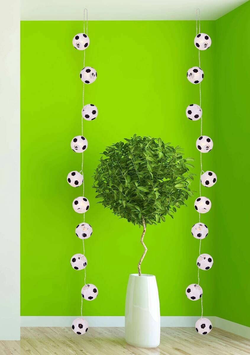 LED-Lichterkette FUßBALL mit LED 5217123 weiß Papier Metall L: ca. 160 cm