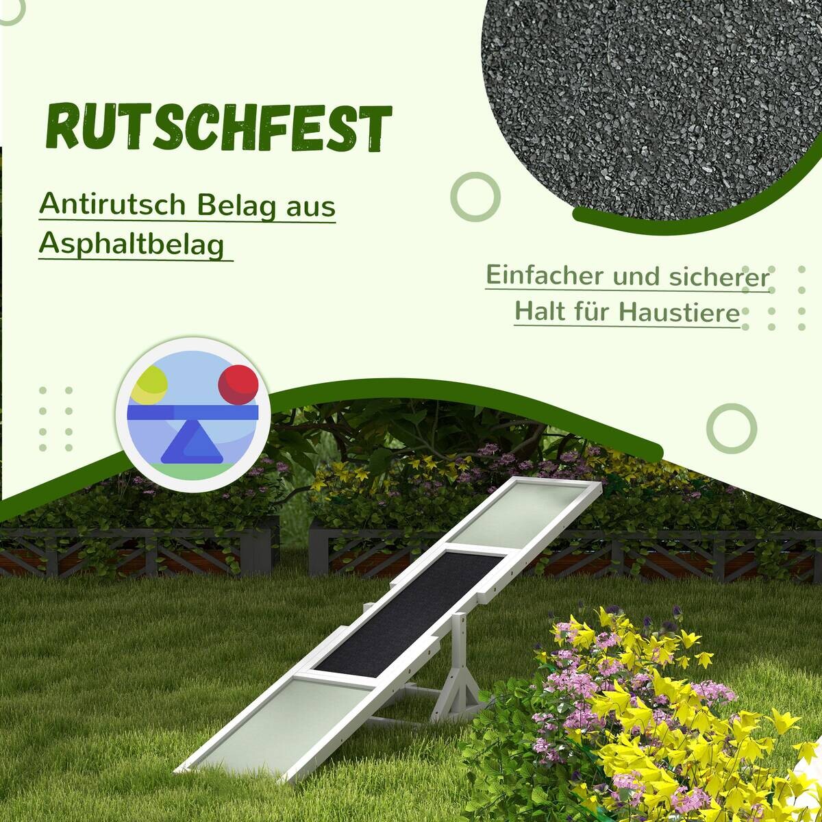 PawHut Hundewippe weiß Holz B/H/L: ca. 30x30x180 cm