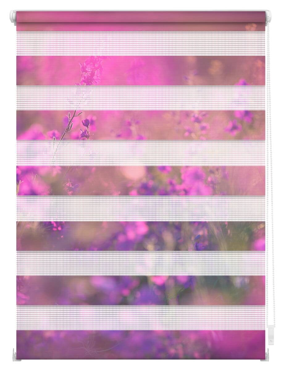 LICHTBLICK Doppelrollo Duo Blumenwiese violett B/L: ca. 90x150 cm