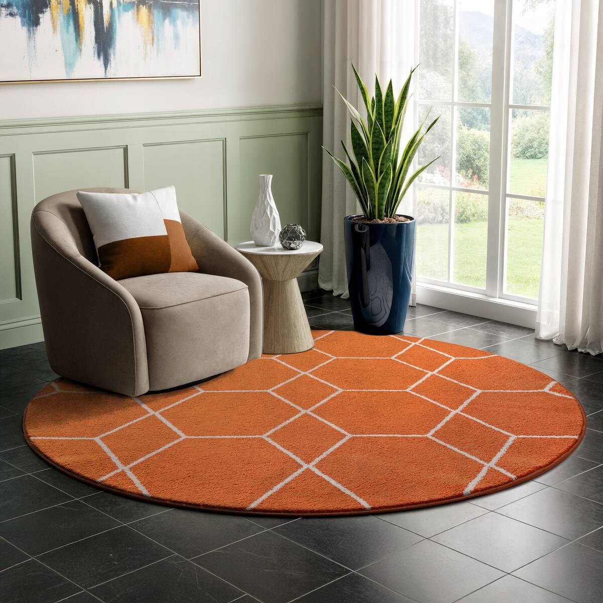 Sanat Teppich Trellis orange B/L: ca. 150x150 cm