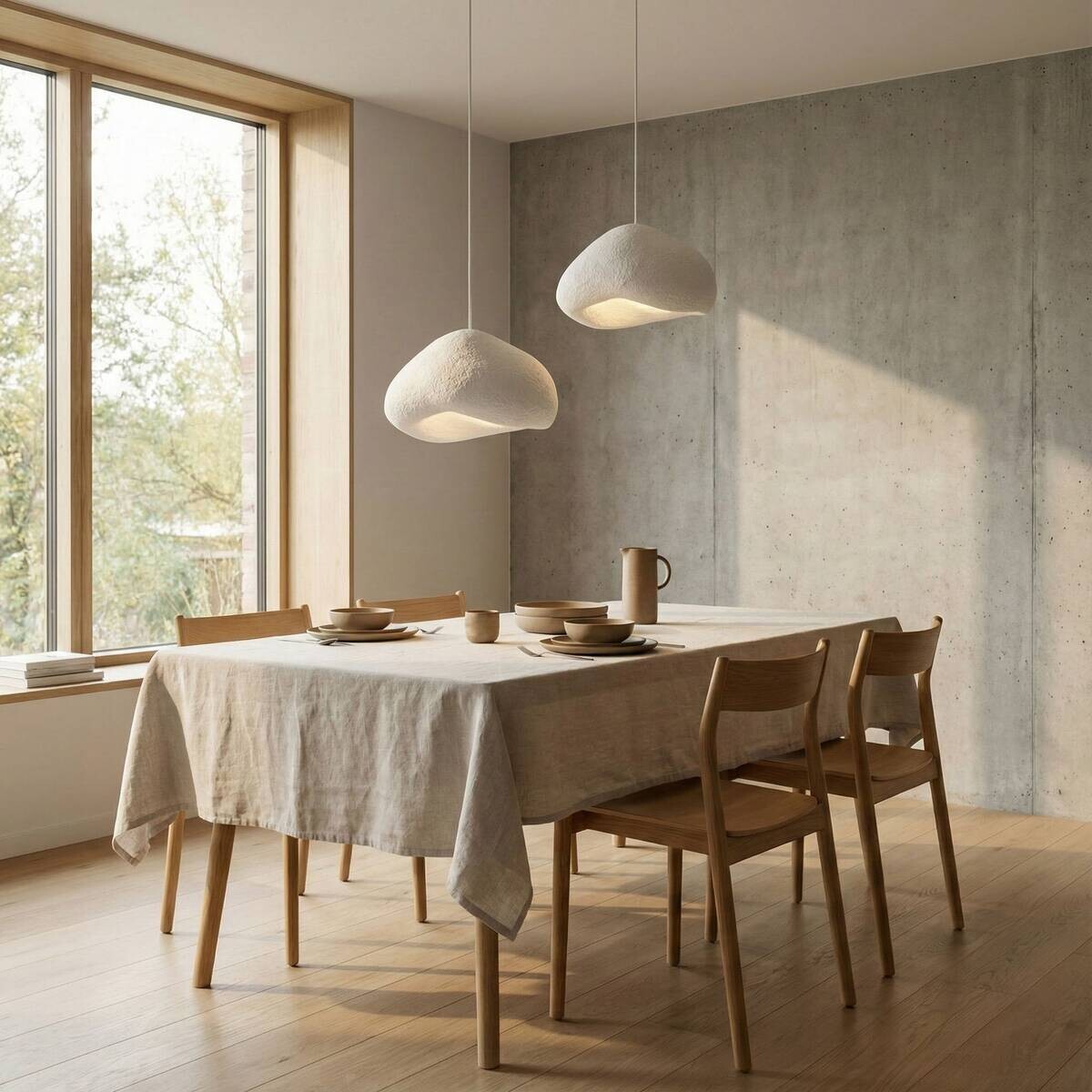 Opviq Pendelleuchte weiß Fiberglas Metall B/T/L: ca. 89x89x89 cm E27 2 Brennstellen