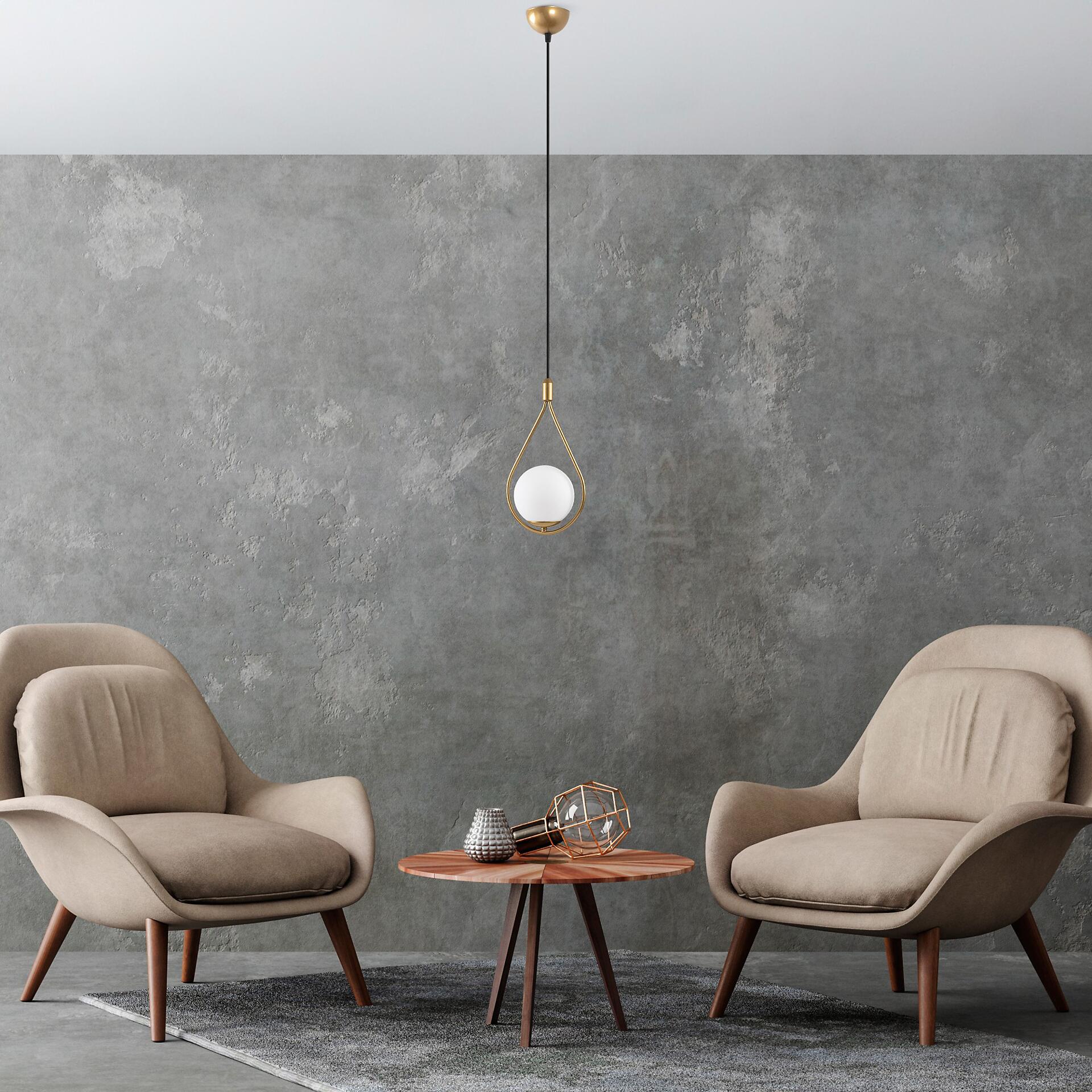 Opviq Pendelleuchte Mudon gold Glas B/H/T/L/D: ca. 15x136x15x15x15 cm E27 1 Brennstellen