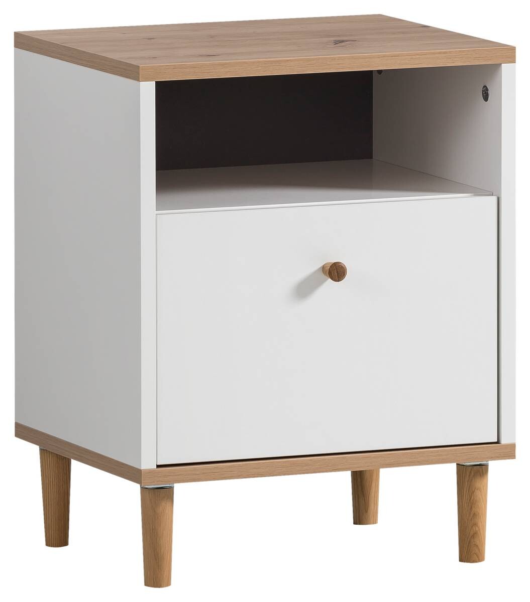 Nachtkonsole Hilda weiß Eiche Artisan Nachbildung B/H/T: ca. 40,3x53,2x33,5 cm