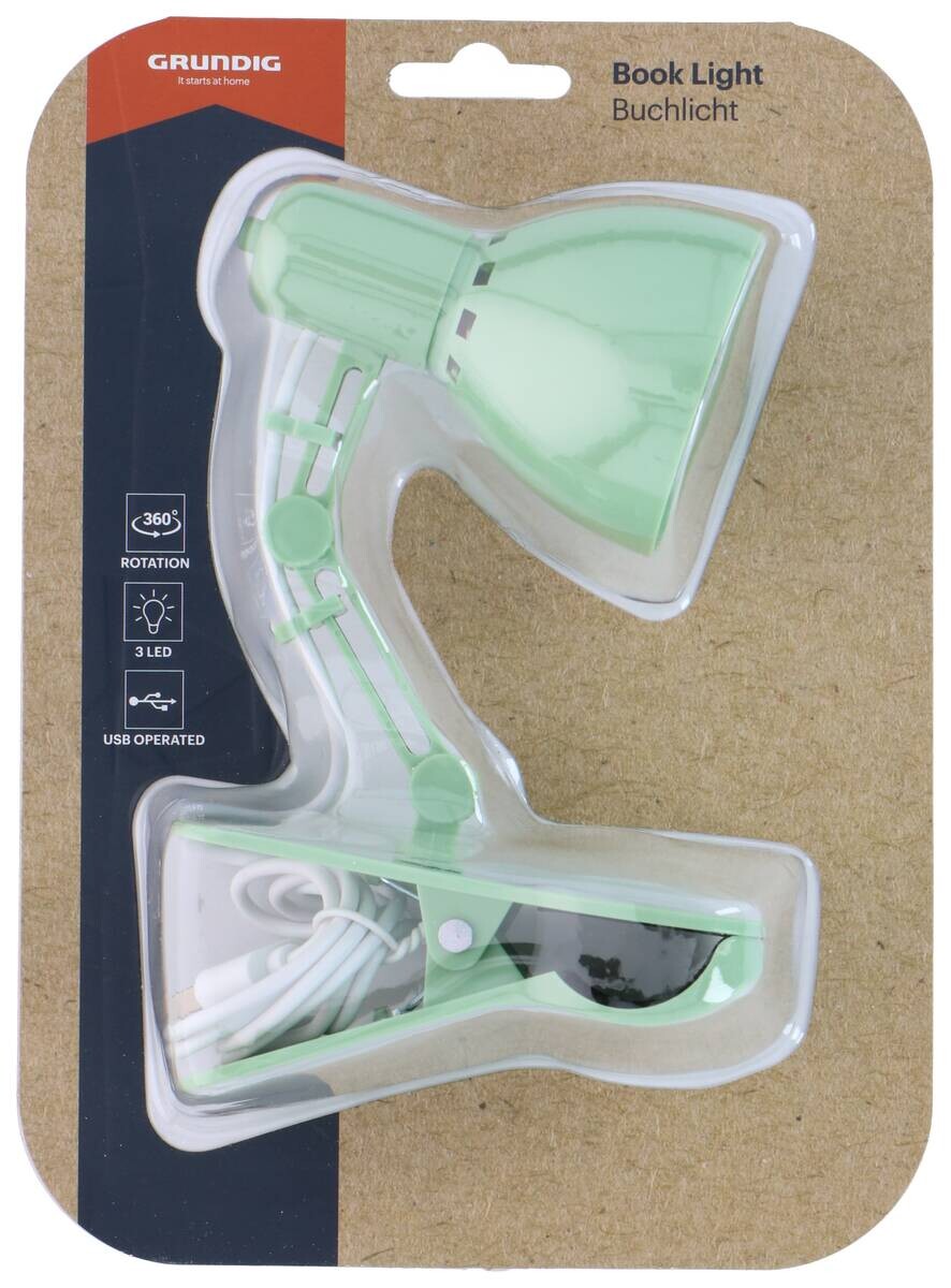Grundig Clip-Buchlicht weiß grün gelb rosa B/H/T: ca. 6x19x10,8 cm