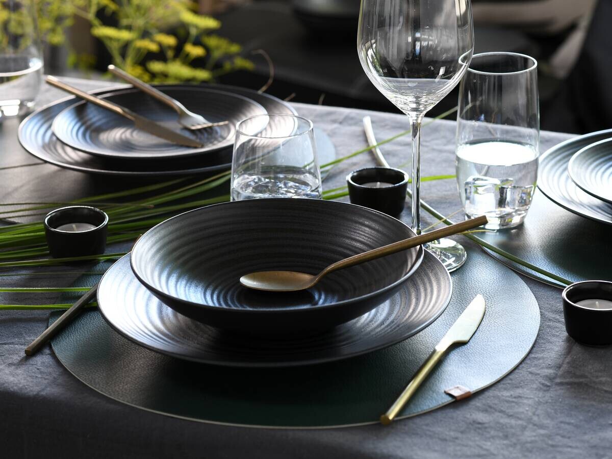 CreaTable Kombiservice Lava Stone schwarz Steinzeug 24 tlg.