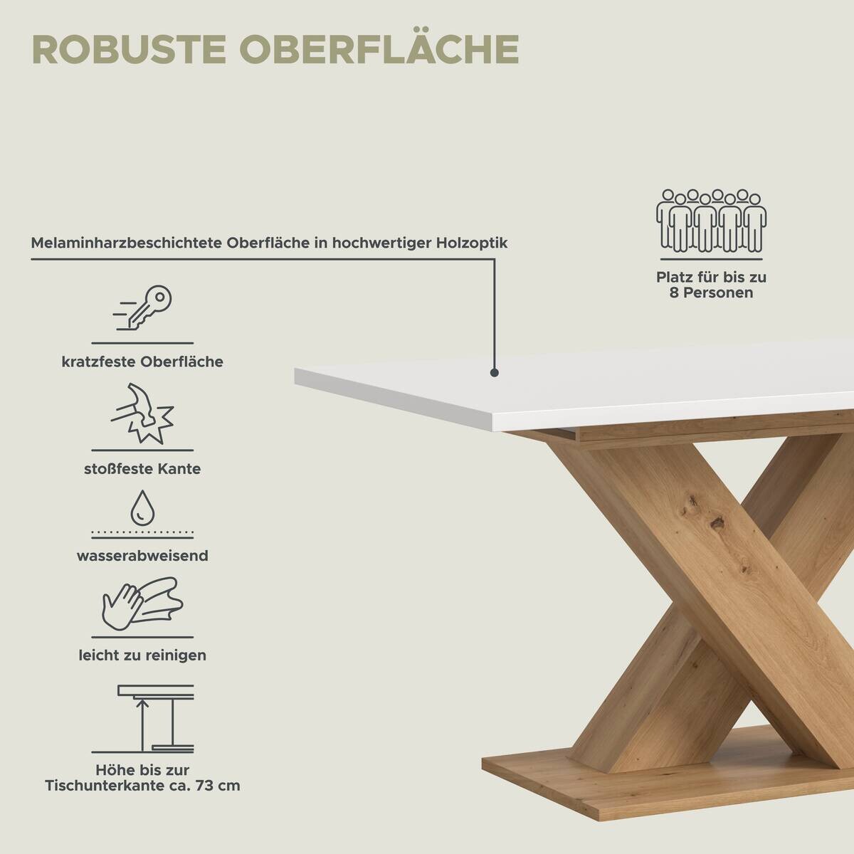 Esstisch MOTION weiß Artisan Nachbildung B/H/T: ca. 150x76x90 cm