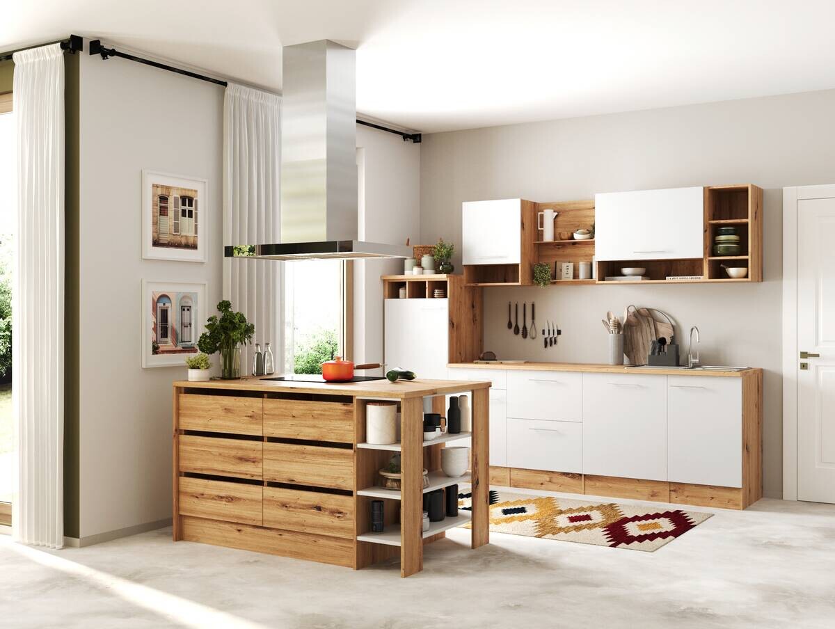 Respekta Inselküche Hilde weiß matt B/H/T: ca. 280x205x60 cm