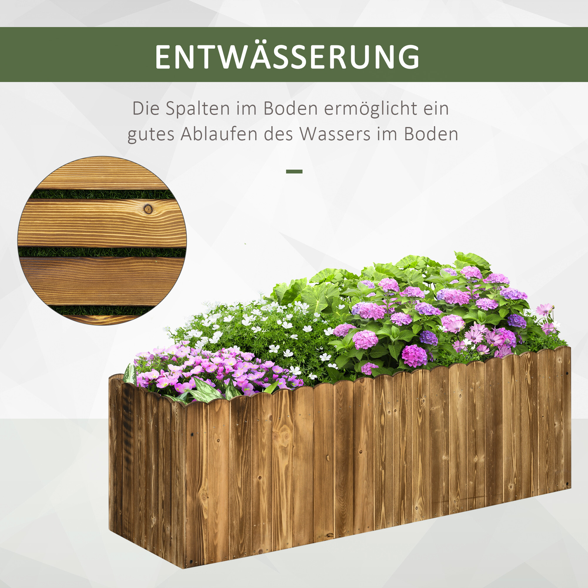 Outsunny Hochbeet mit Holzplatte natur Holz B/H/L: ca. 40x40x120 cm