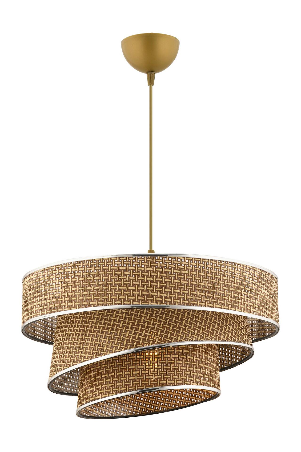 Opviq Pendelleuchte Couper silber beige Baumwolle Metall B/H/L: ca. 40x72x40 cm E27 1 Brennstellen