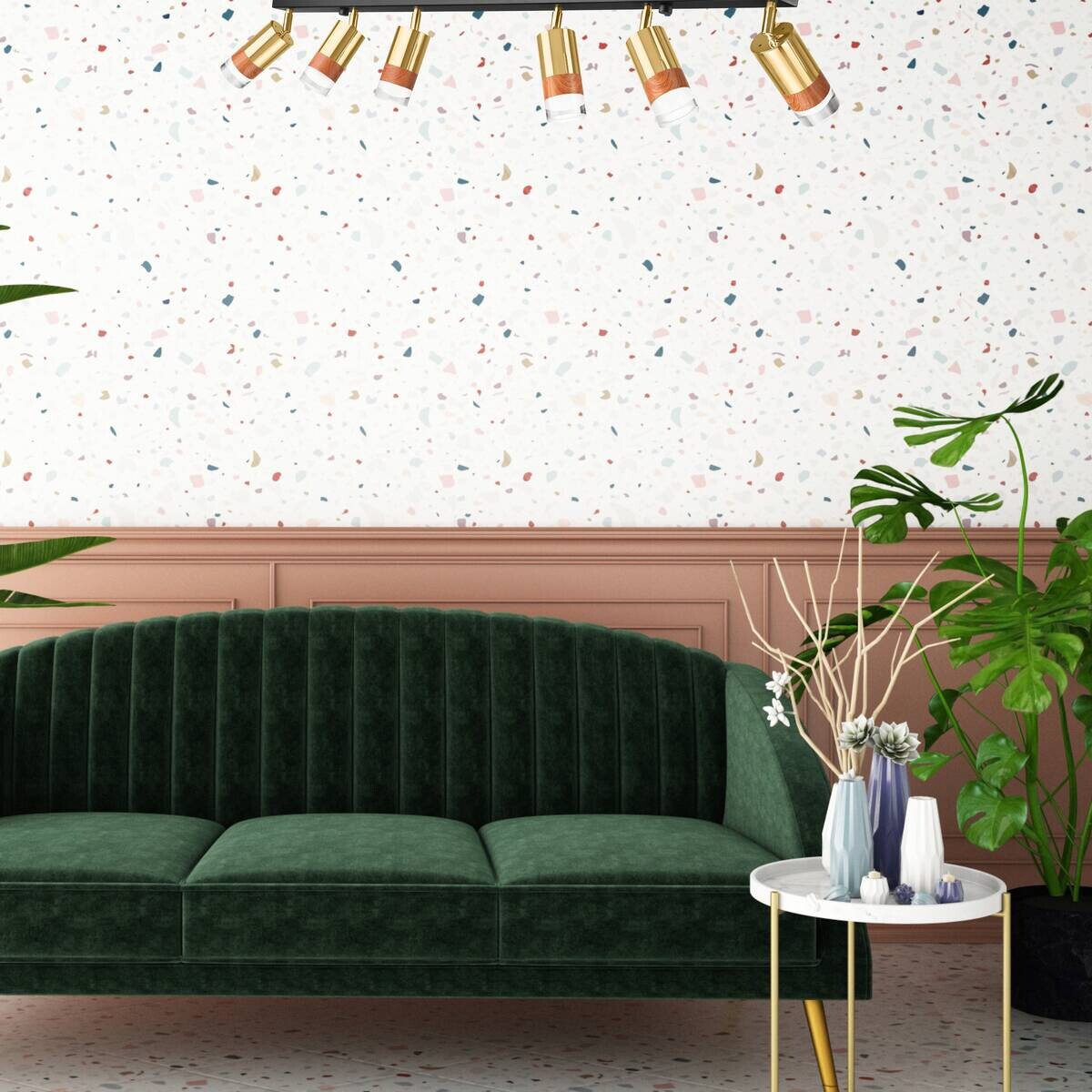 Lamkur Deckenleuchte gold Glas Stahl B/H/L: ca. 8x19x117 cm 6 Brennstellen