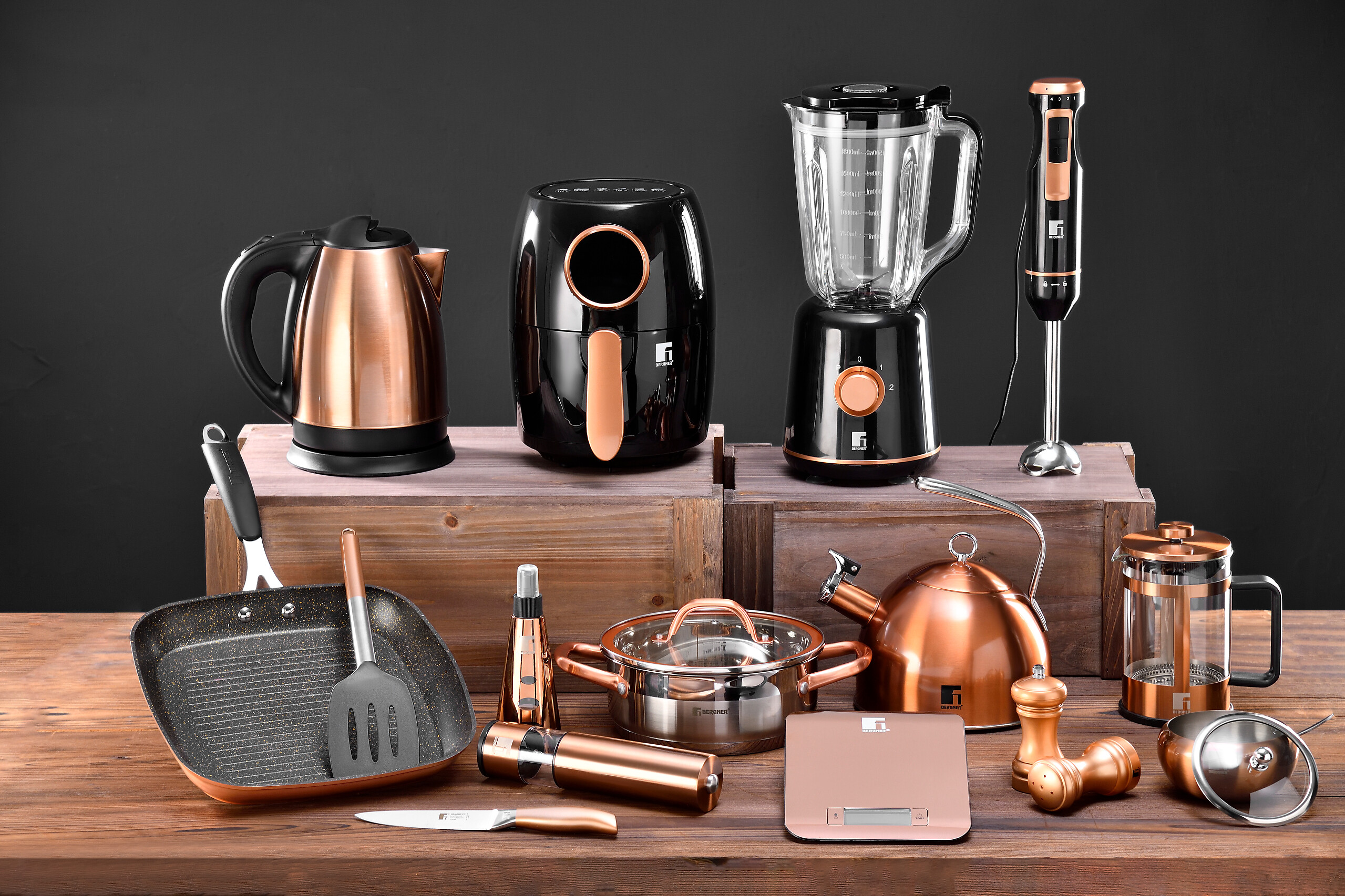 BERGNER Stabmixer schwarz Edelstahl B/H/L: ca. 8x22,5x13 cm BERGNER Stabmixer schwarz Edelstahl B/H/L: ca. 8x22,5x13 cm