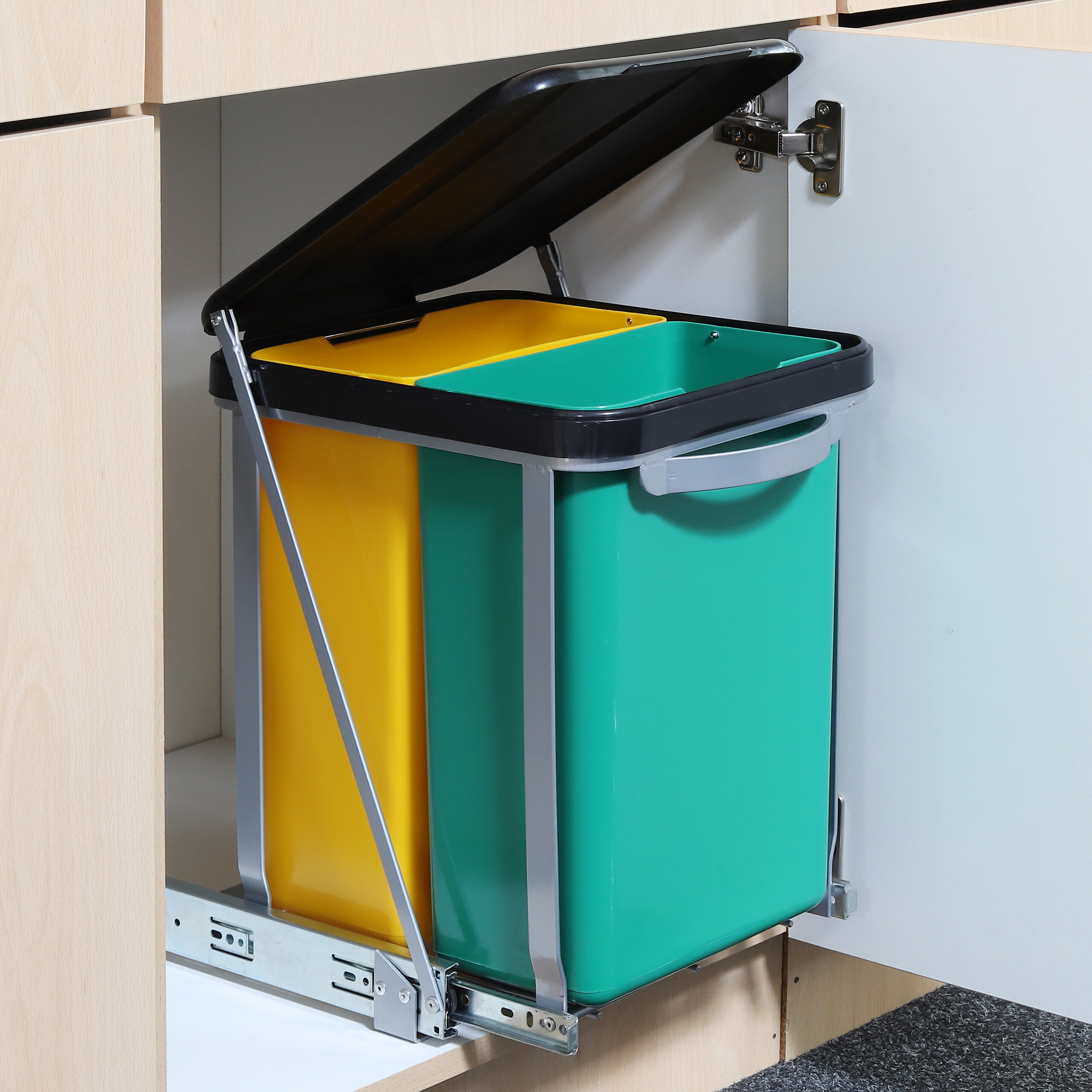 Teleskop Mülleimer gelb B/H/T: ca. 26x40x60 cm