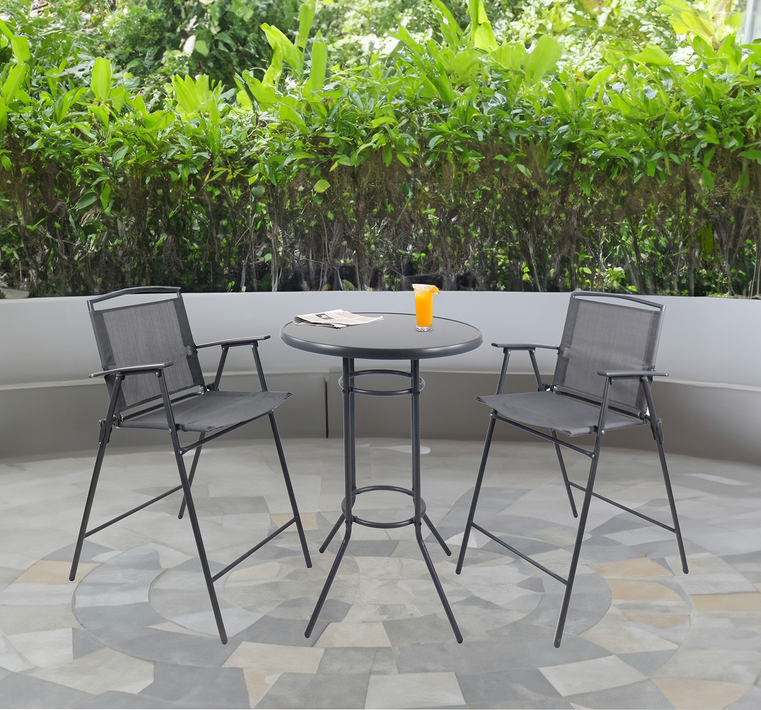 VCM Gartensitzgruppe Garlos anthrazit Stahl B/H/L: ca. 70x108x70 cm