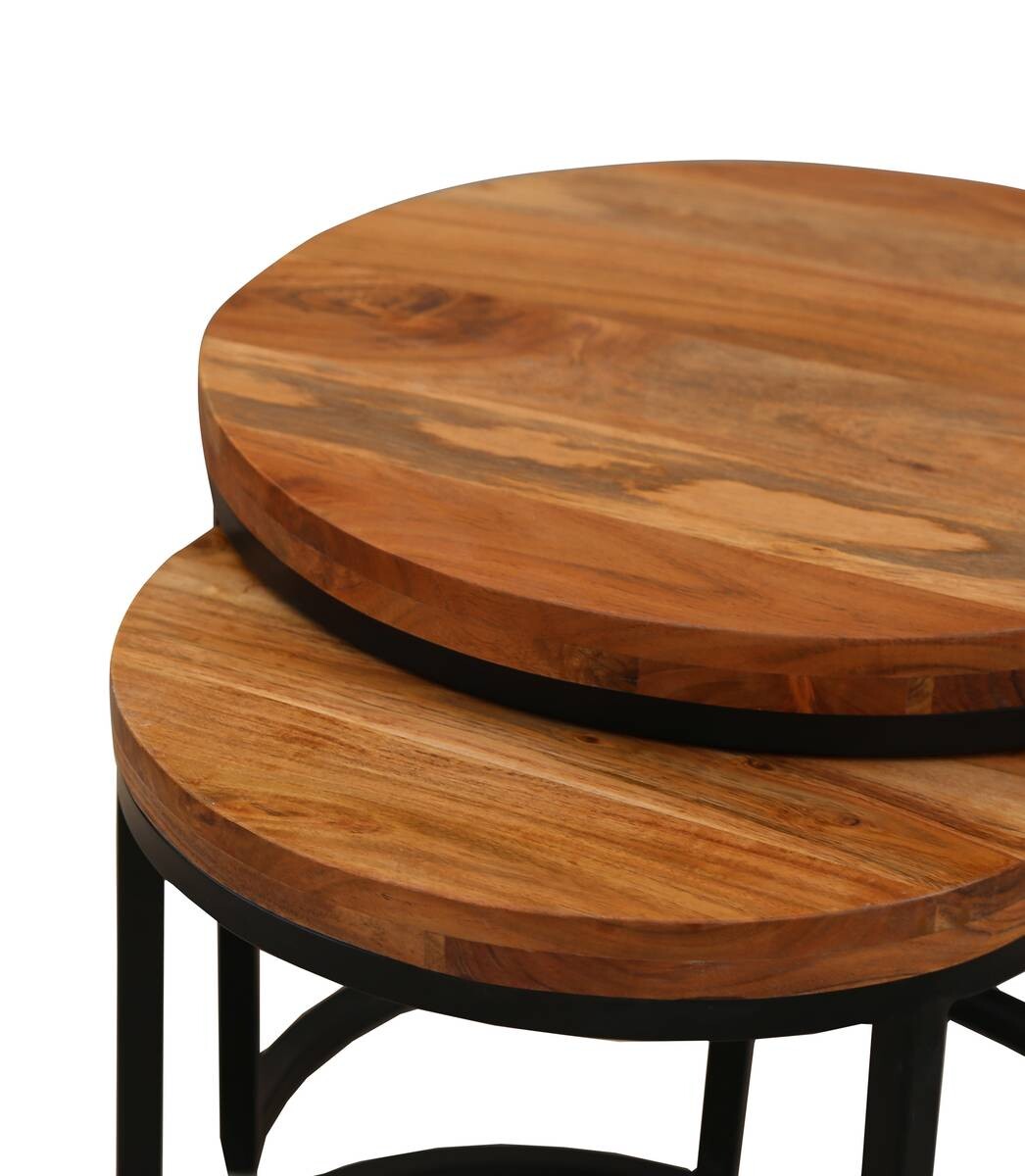 Beistelltisch SELMA natur schwarz Akazie Metall