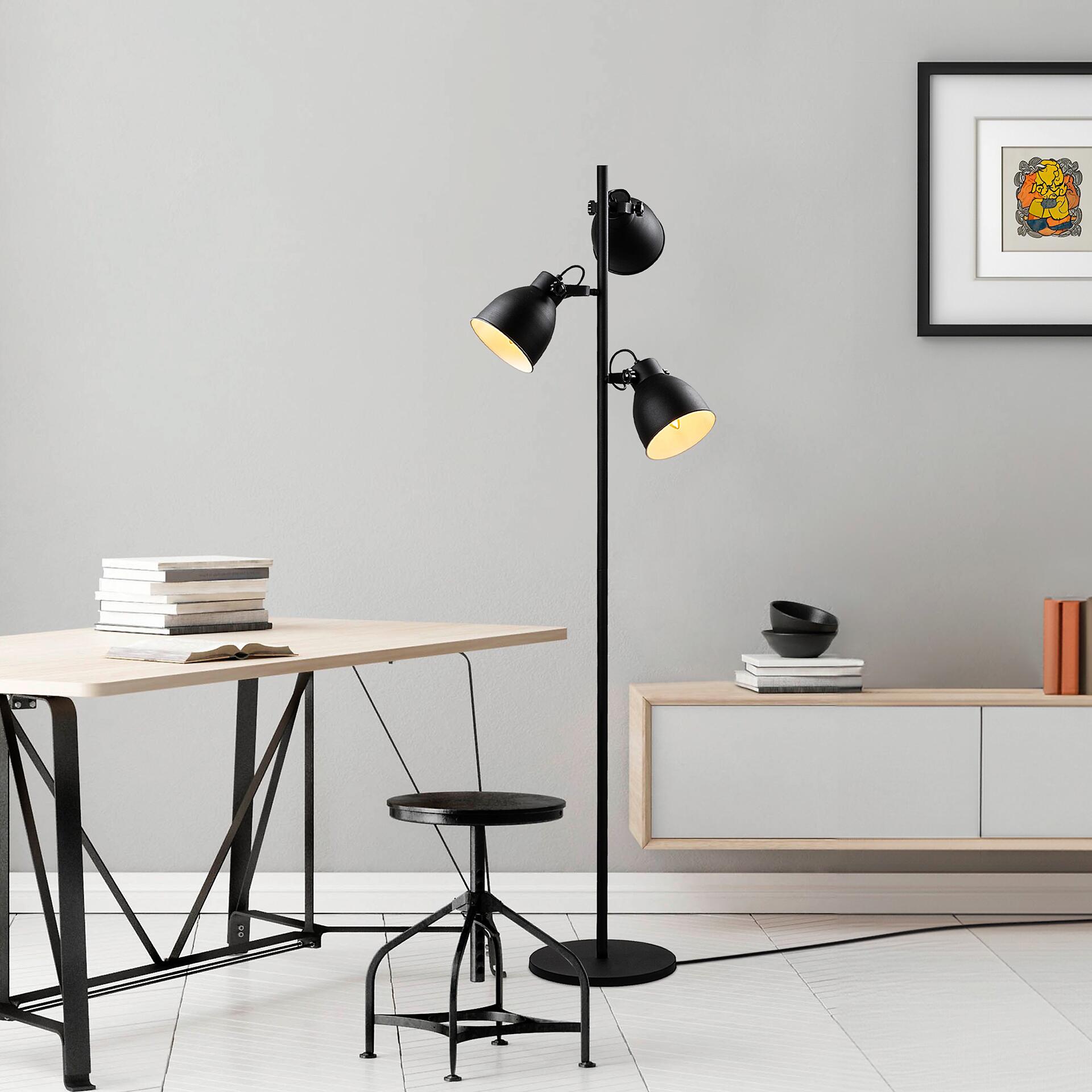 Opviq Stehleuchte schwarz Metall B/H/T/L/D: ca. 37x162x37x37x37 cm E14 3 Brennstellen