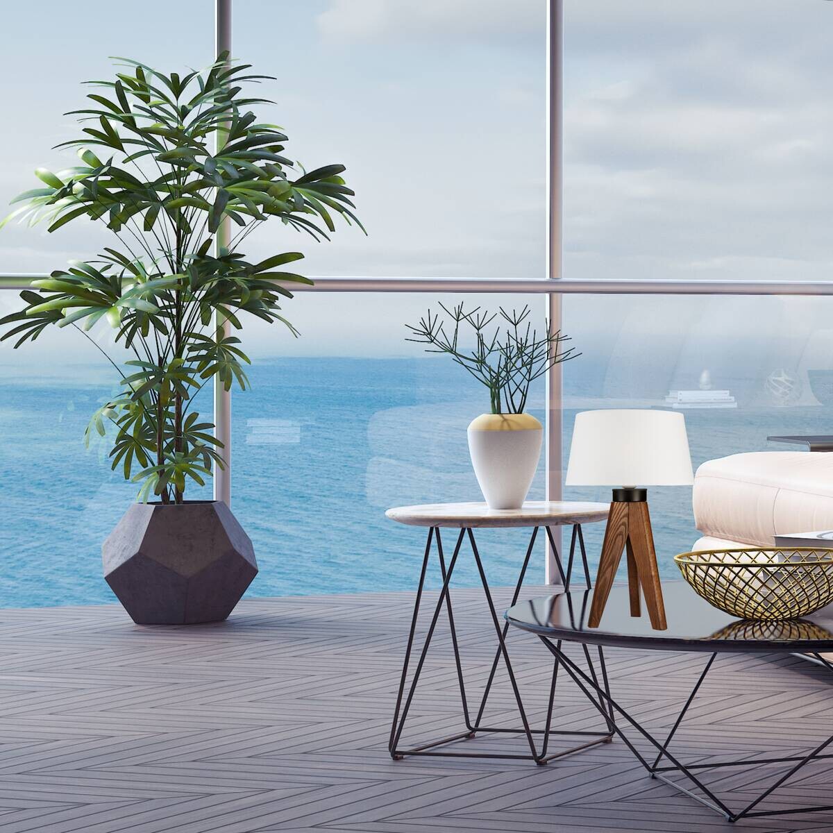 Lamkur Tischlampe Eiche hellbraun Stahl Holz B/H/L: ca. 34x38x38 cm E27 1 Brennstellen