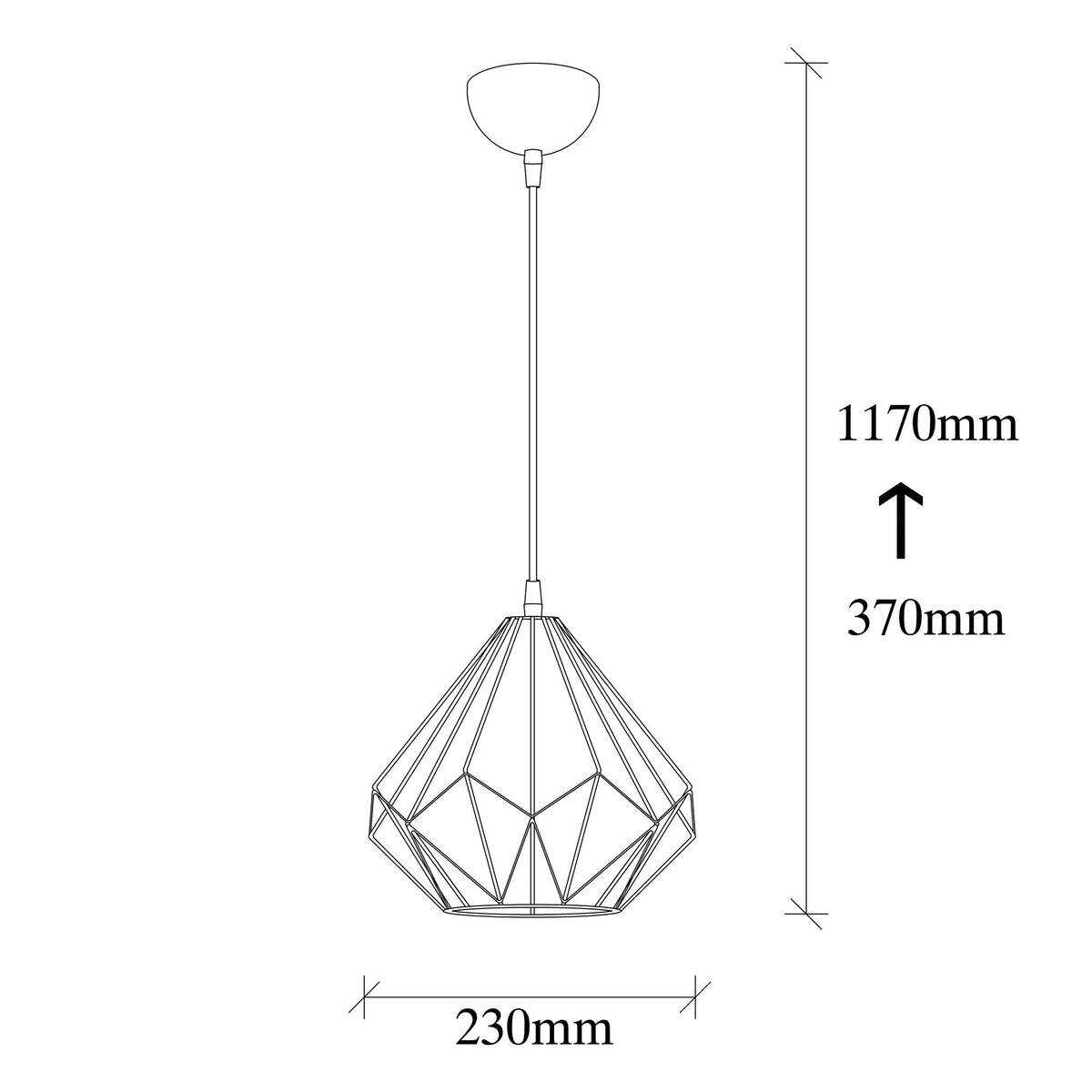 Opviq Pendelleuchte Diamond schwarz Metall B/H/T/L/D: ca. 23x117x23x23x23 cm E27 1 Brennstellen