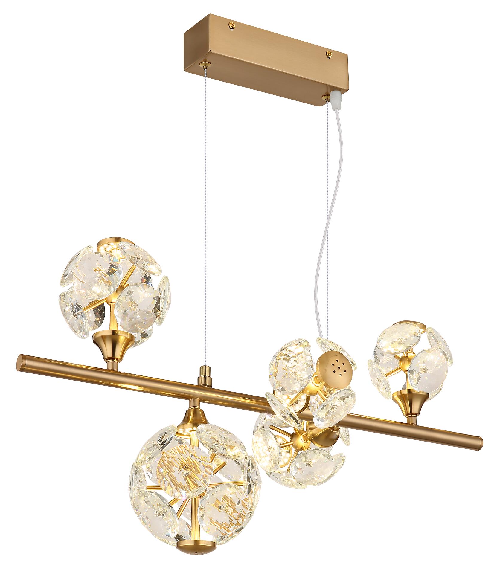 GLOBO LED-Pendelleuchte Virina gold Metall B/H/L: ca. 61x31x150 cm