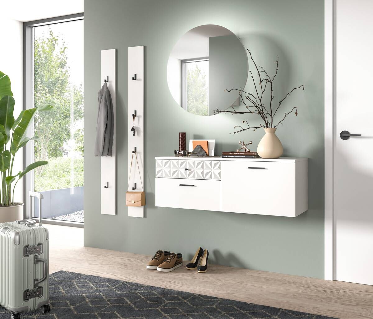 Schuhschrank Prisma weiß weiß Hochglanz B/H/T: ca. 110x38x35 cm