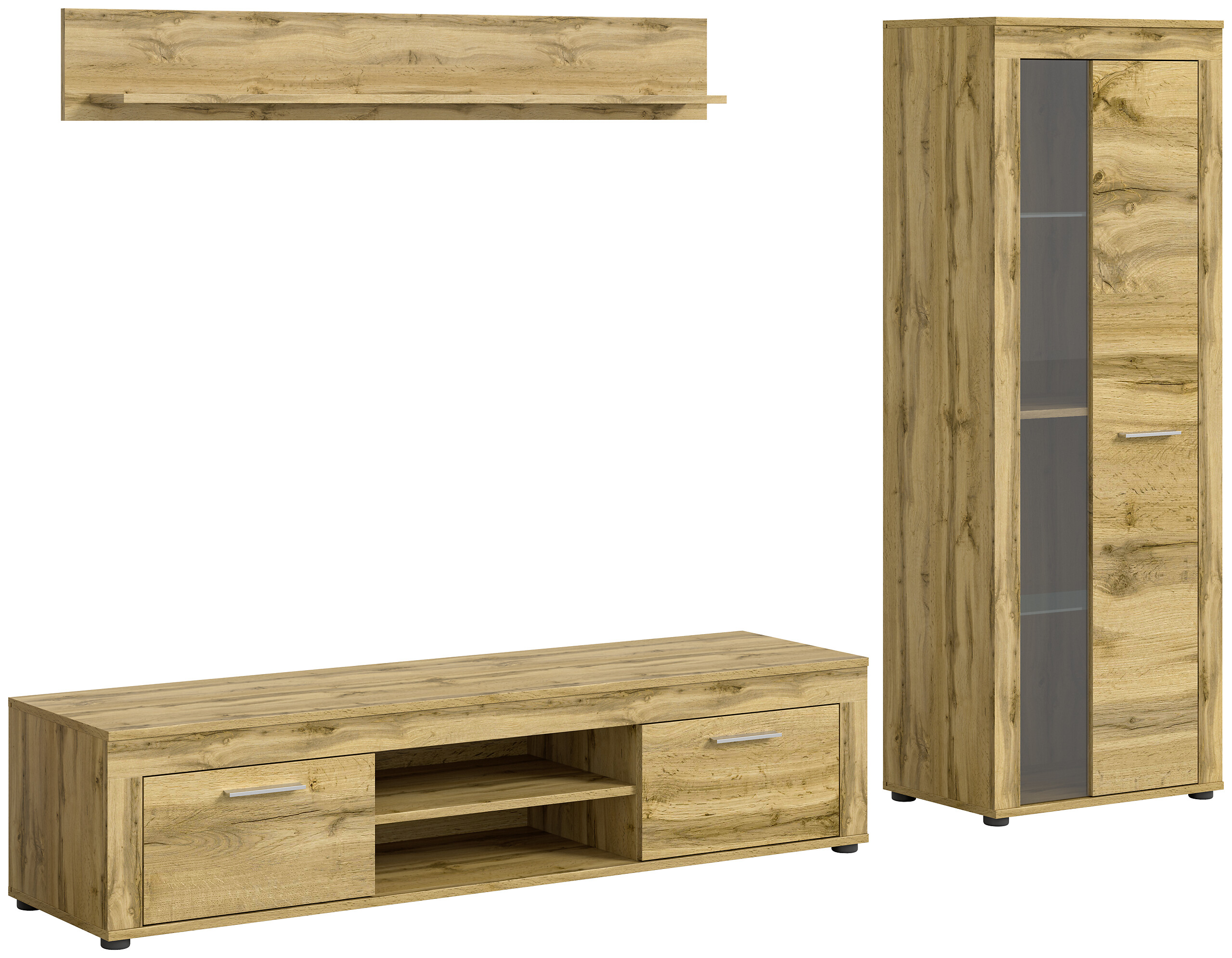 Wohnwand Jam Eiche Wotan Nachbildung B/H/T: ca. 235x159x35 cm