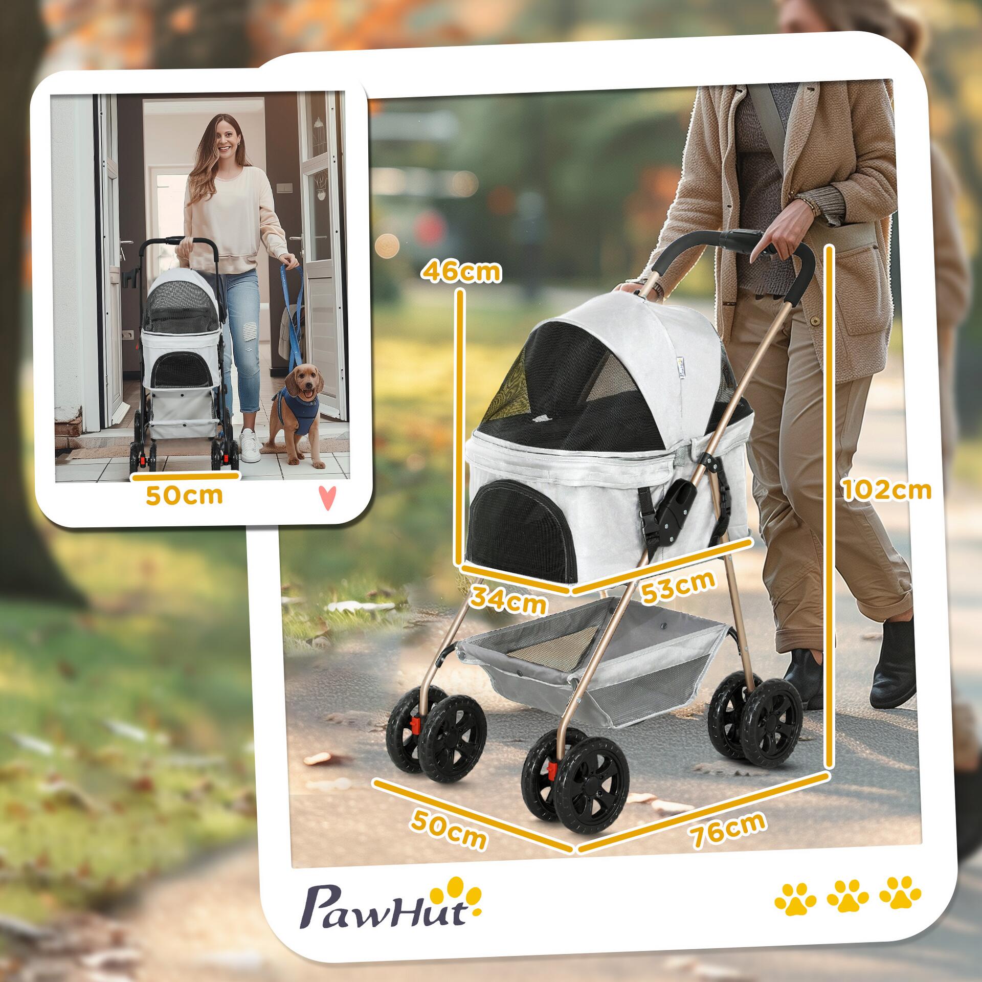 PawHut Hundewagen hellgrau Polyester B/H/L: ca. 50x102x76 cm