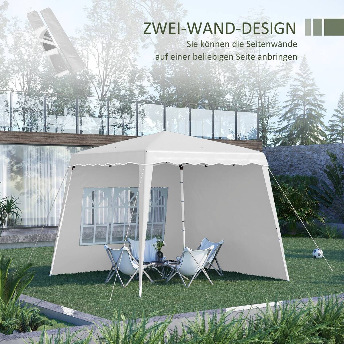 Outsunny Pavillon weiß Edelstahl B/H/L: ca. 240x240x250 cm