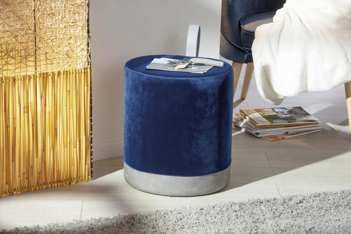 Inter Link Hocker Osane blau MDF Samtoptik B/H/T: ca. 38x43x33 cm