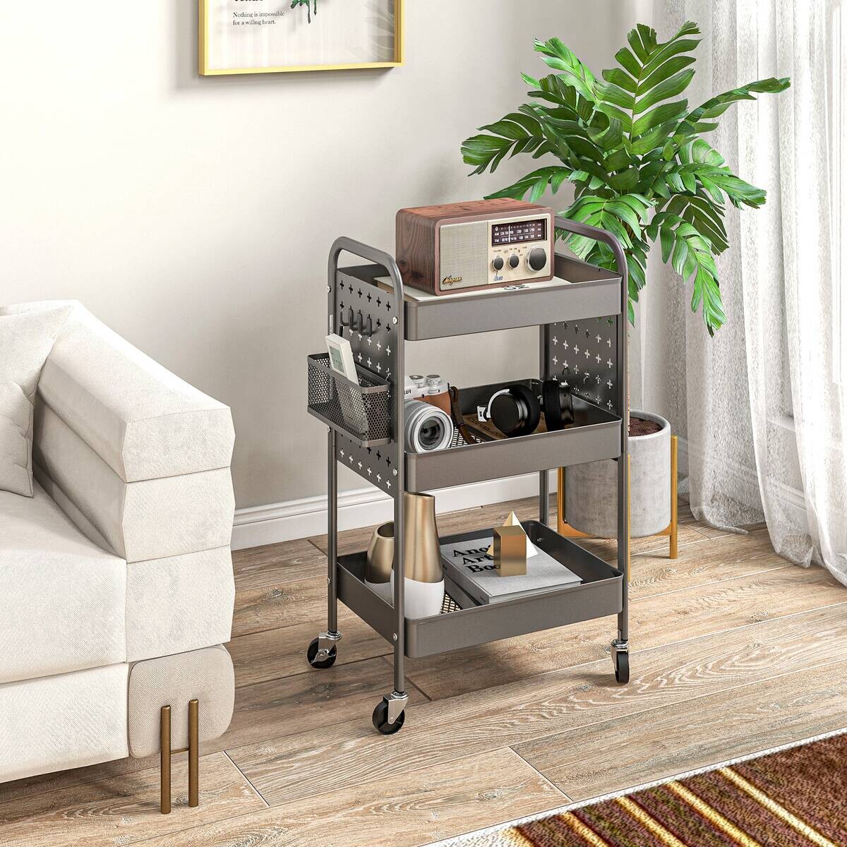 HOMCOM Küchenwagen dunkelgrau Polypropylen B/H/L: ca. 30,5x53,5x75 cm