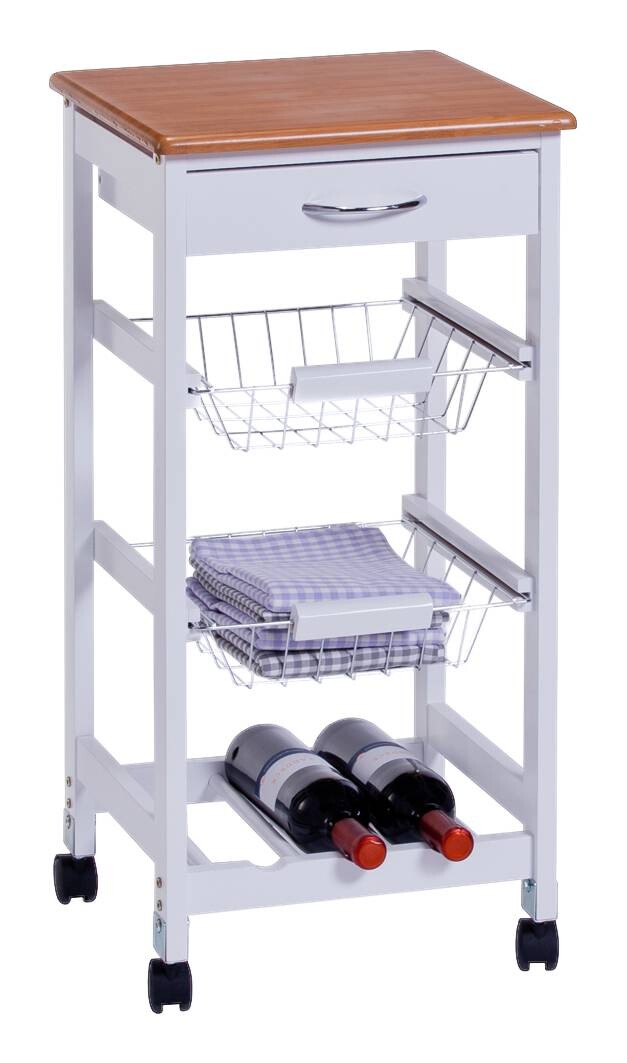 Zeller Küchenrollwagen weiß MDF B/H/L: ca. 36x76x36 cm